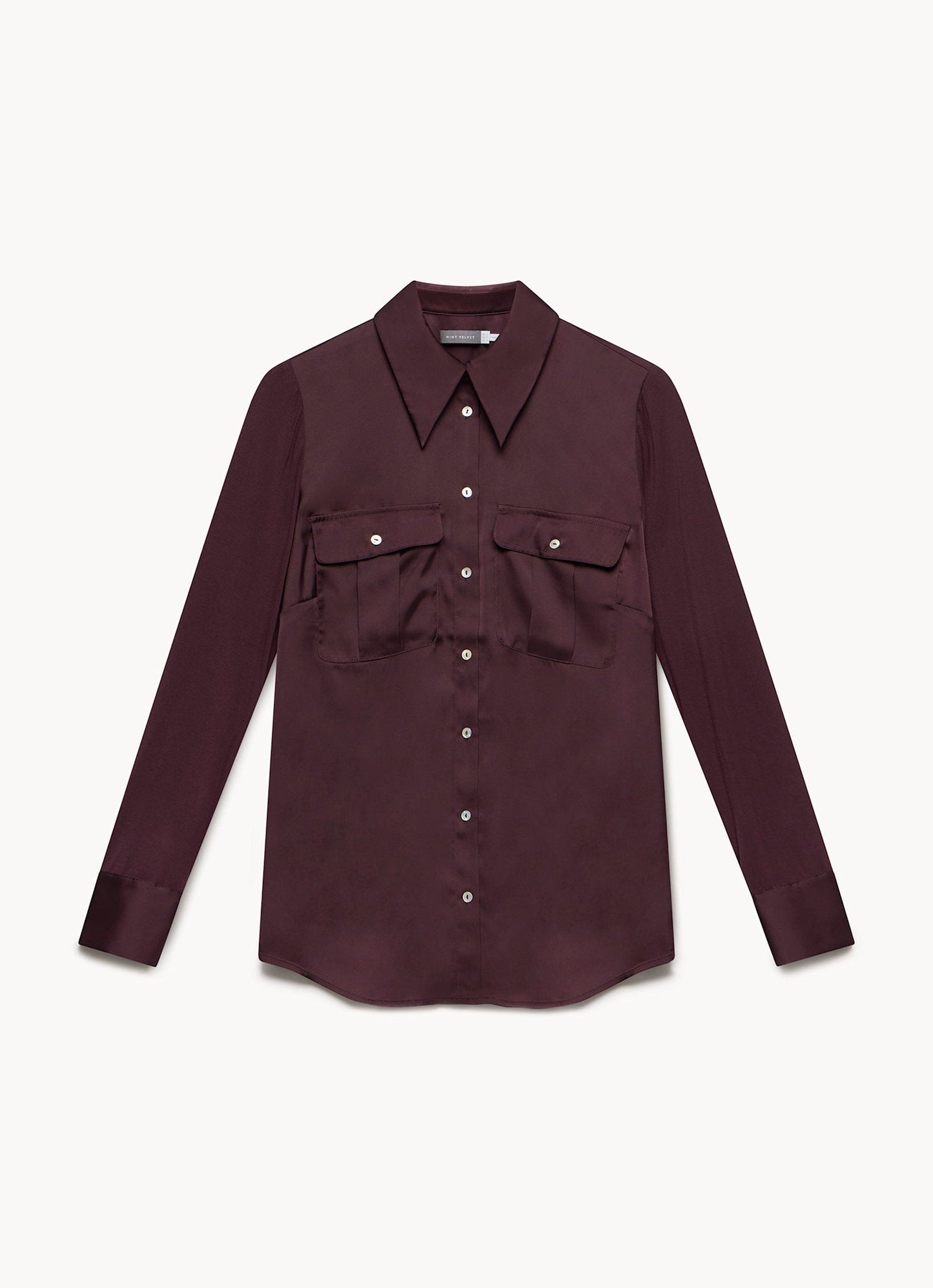 Burgundy Satin Utility Shirt