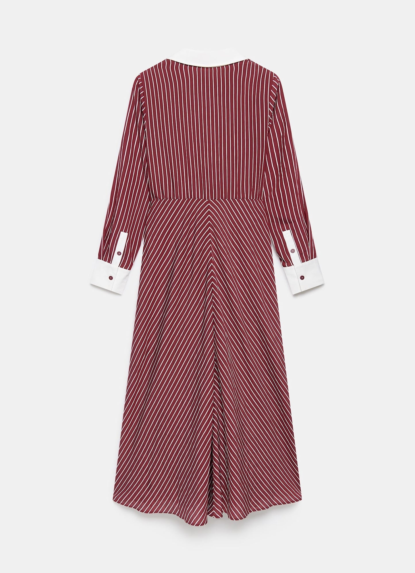 Burgundy Striped Maxi Shirt Dress