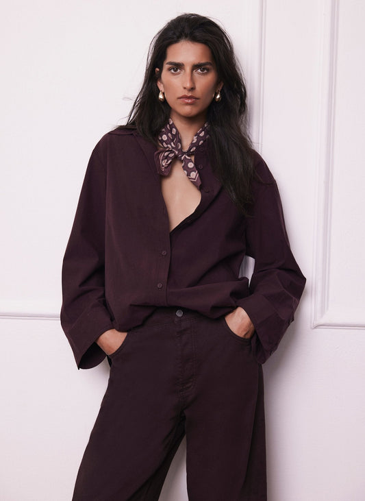 Burgundy Oversized Tailored Shirt