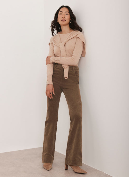 Brown Corduroy Flared Trousers