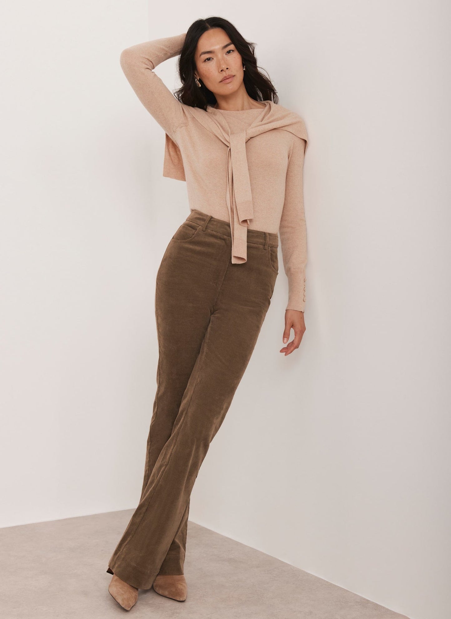 Brown Corduroy Flared Trousers