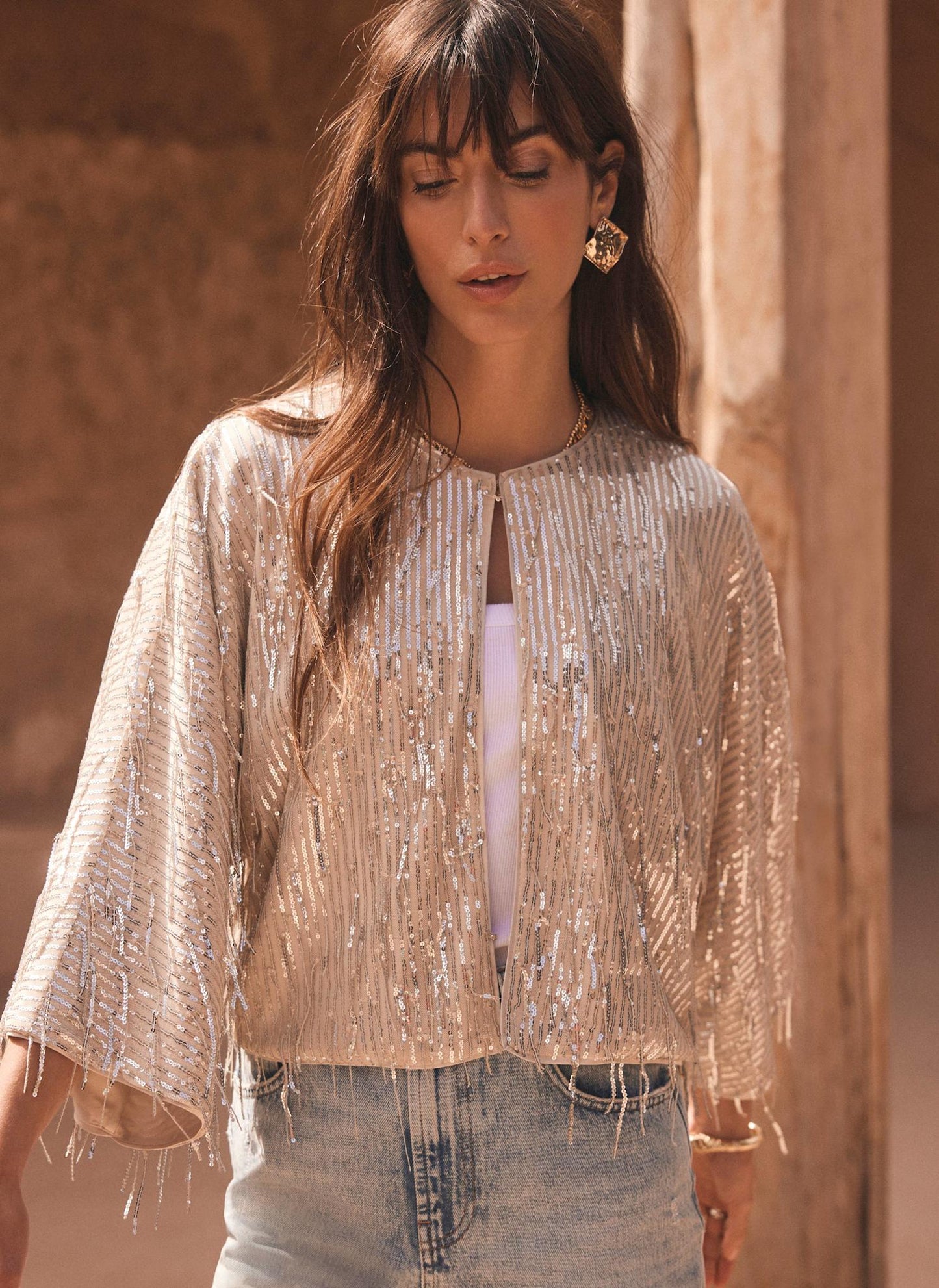 Silver Embellished Sequin Jacket