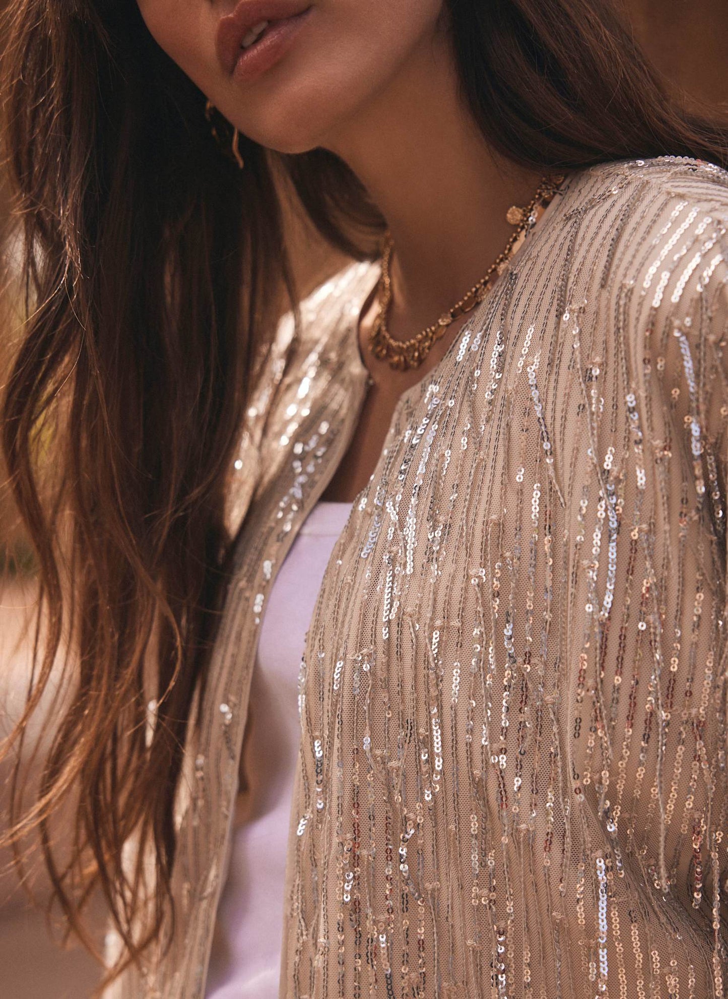 Silver Embellished Sequin Jacket