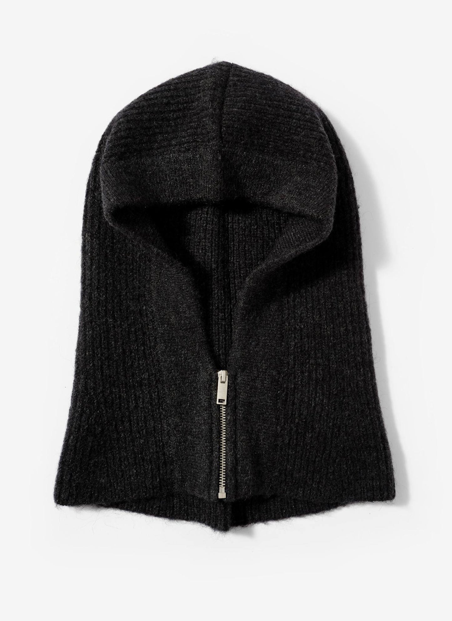 Grey Ribbed Knit Hood