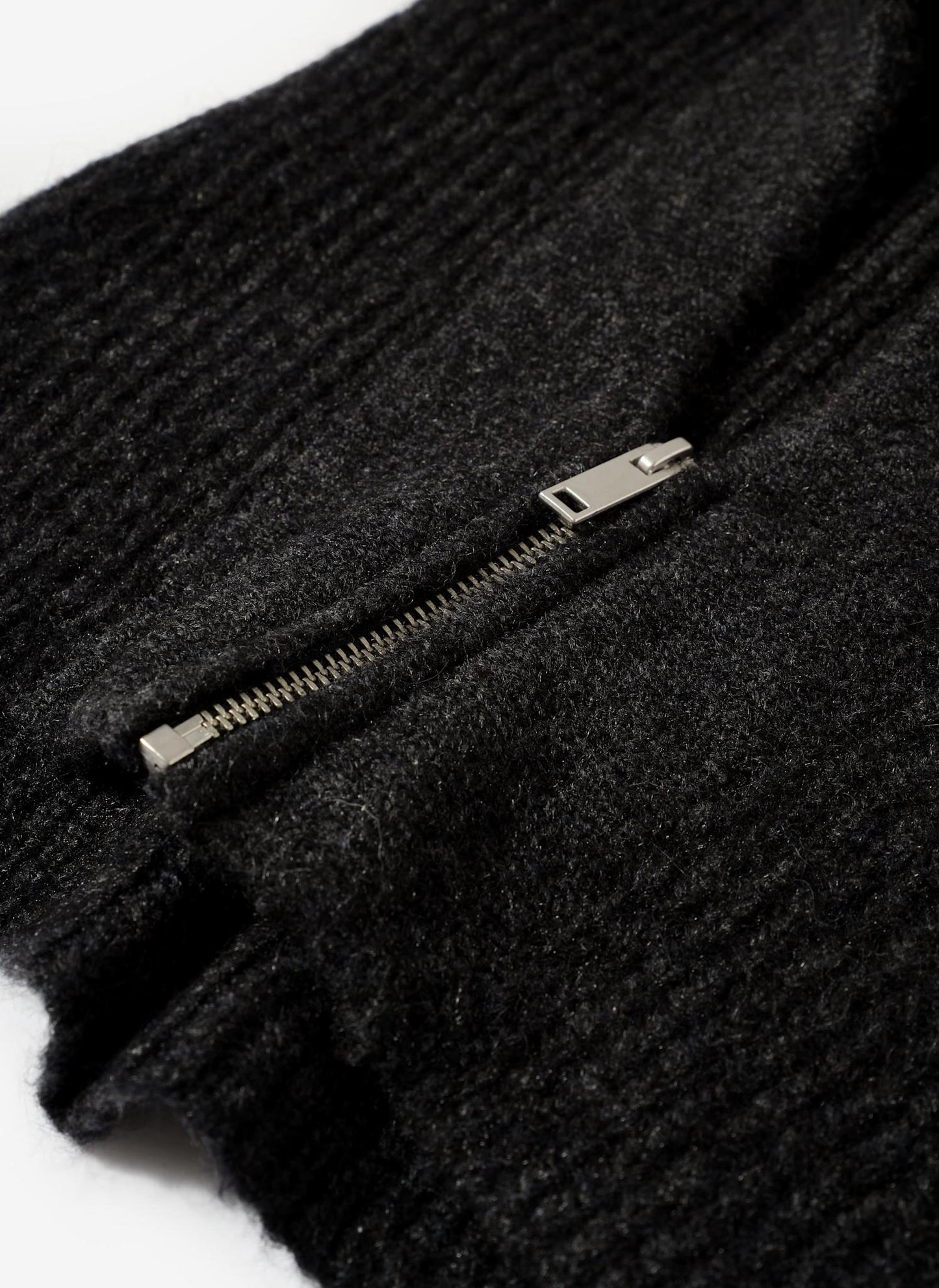 Grey Ribbed Knit Hood