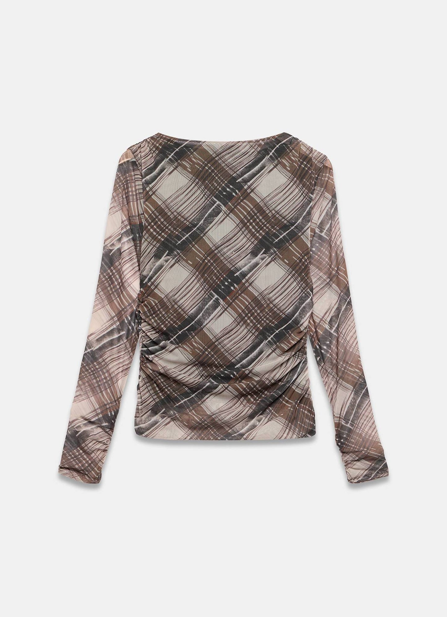 Brown Checked Mesh Top