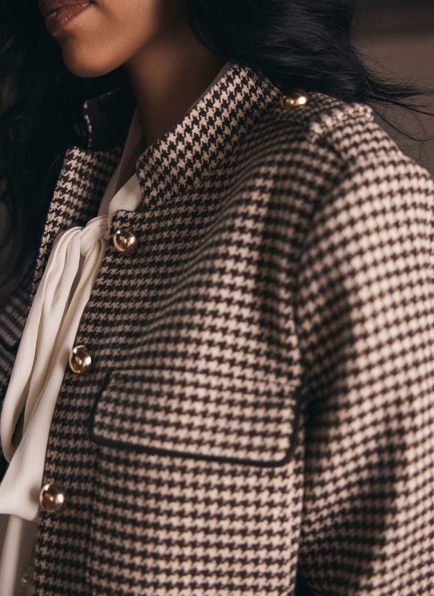 Brown Checked Military Jacket