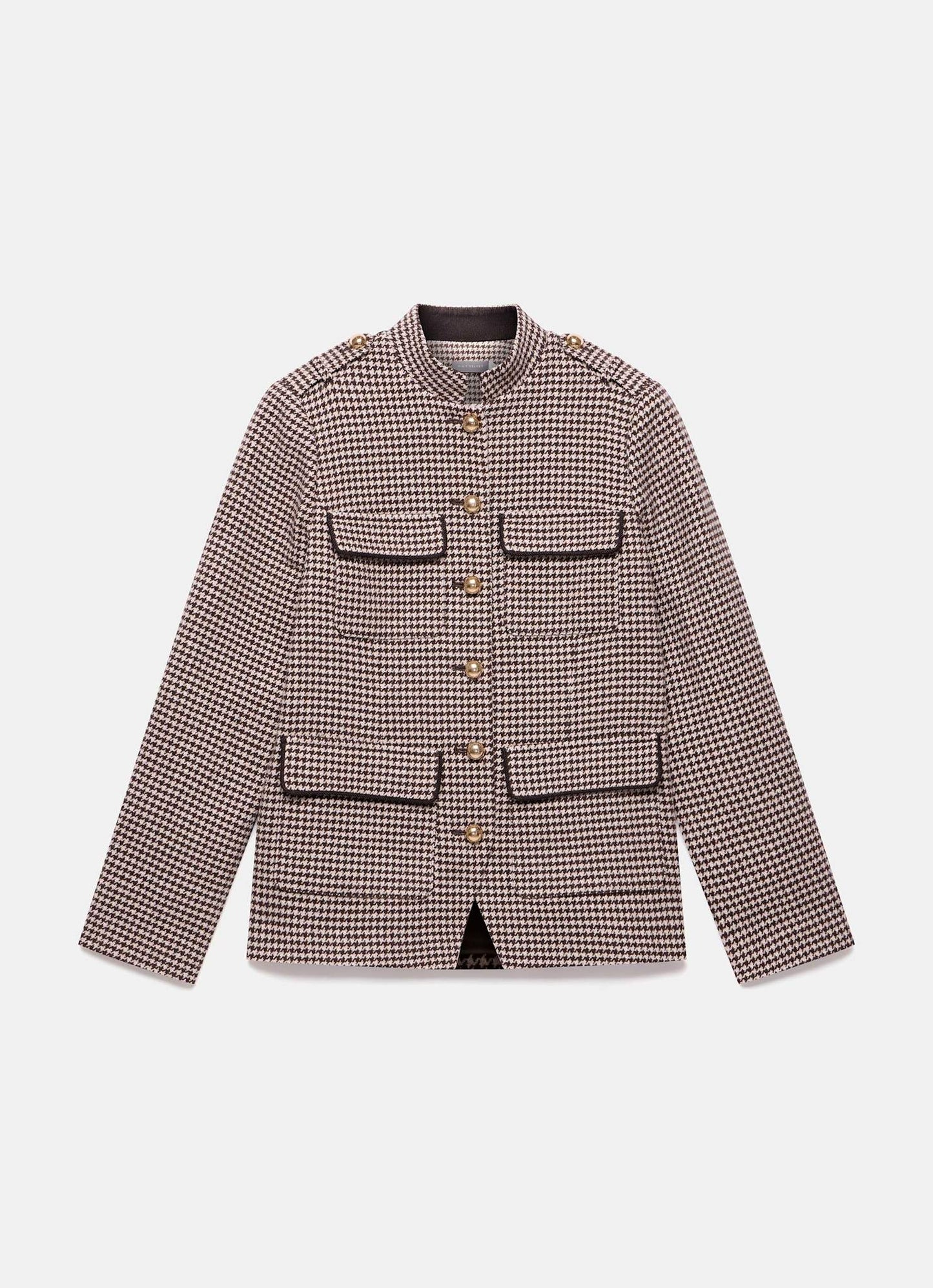Brown Checked Military Jacket