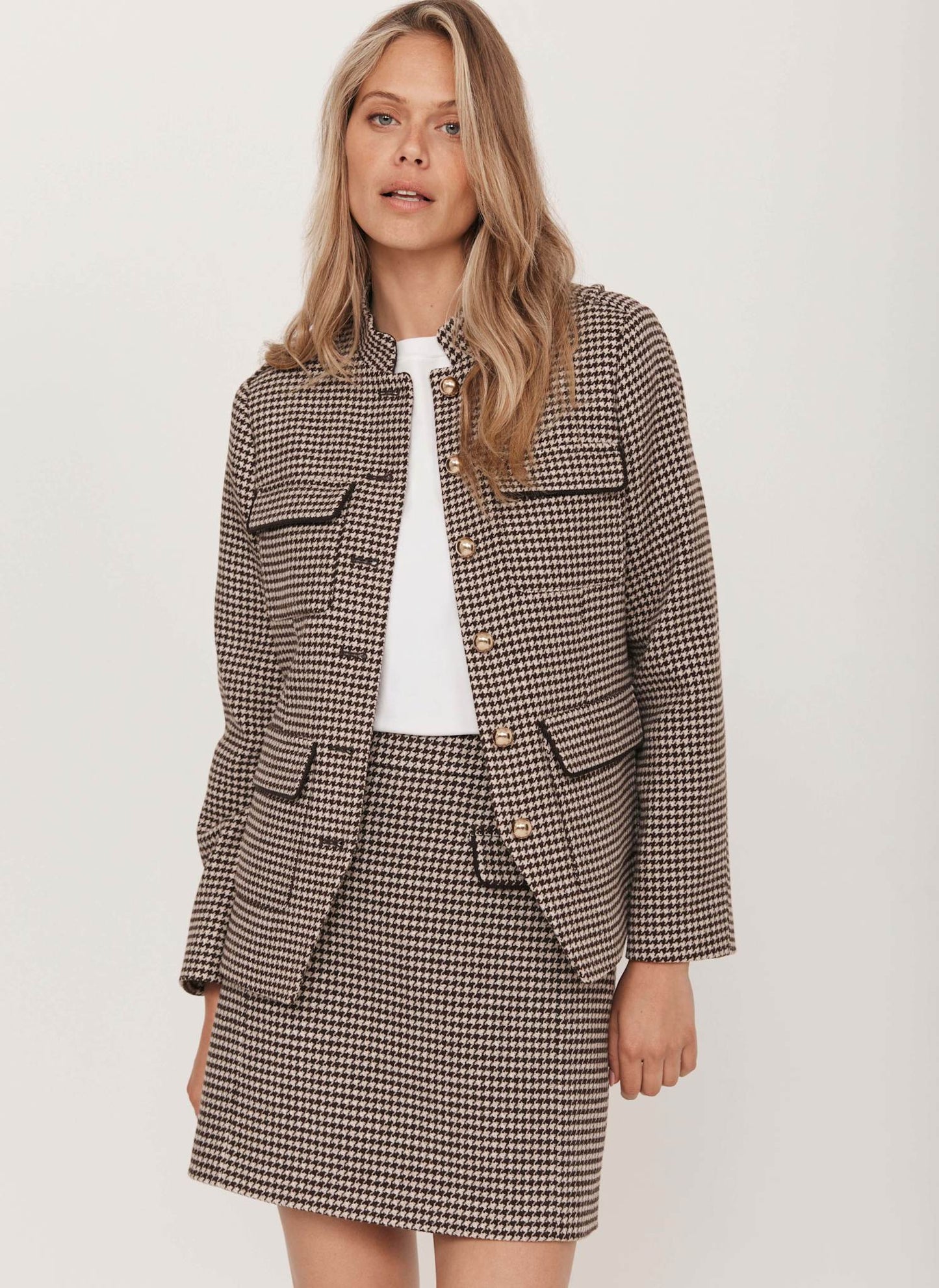 Brown Checked Mini Skirt