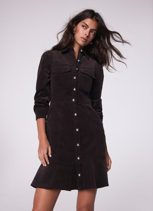 Brown Corduroy Mini Dress