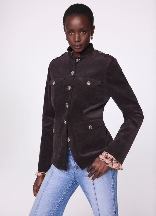Brown Corduroy Military Jacket