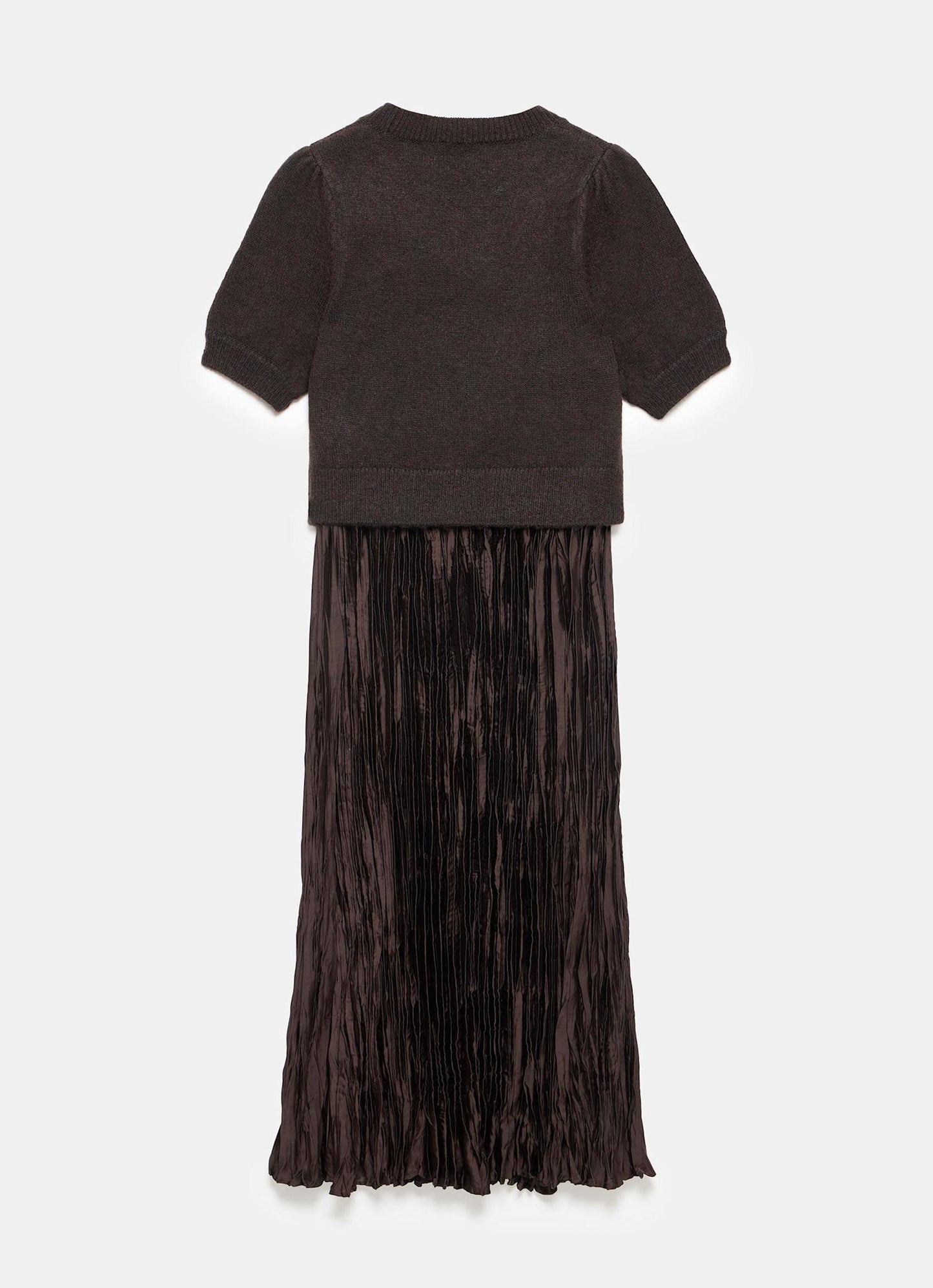 Brown Layered Jumper Midi Dress