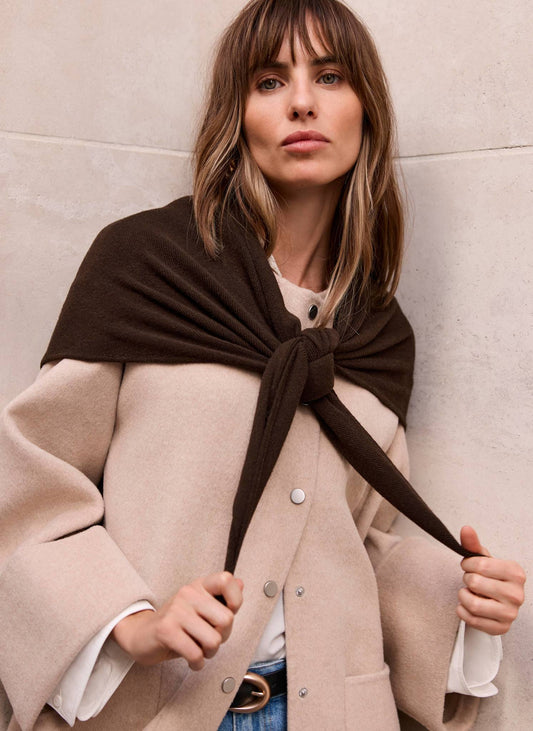 Brown Wrap Triangle Knit Scarf
