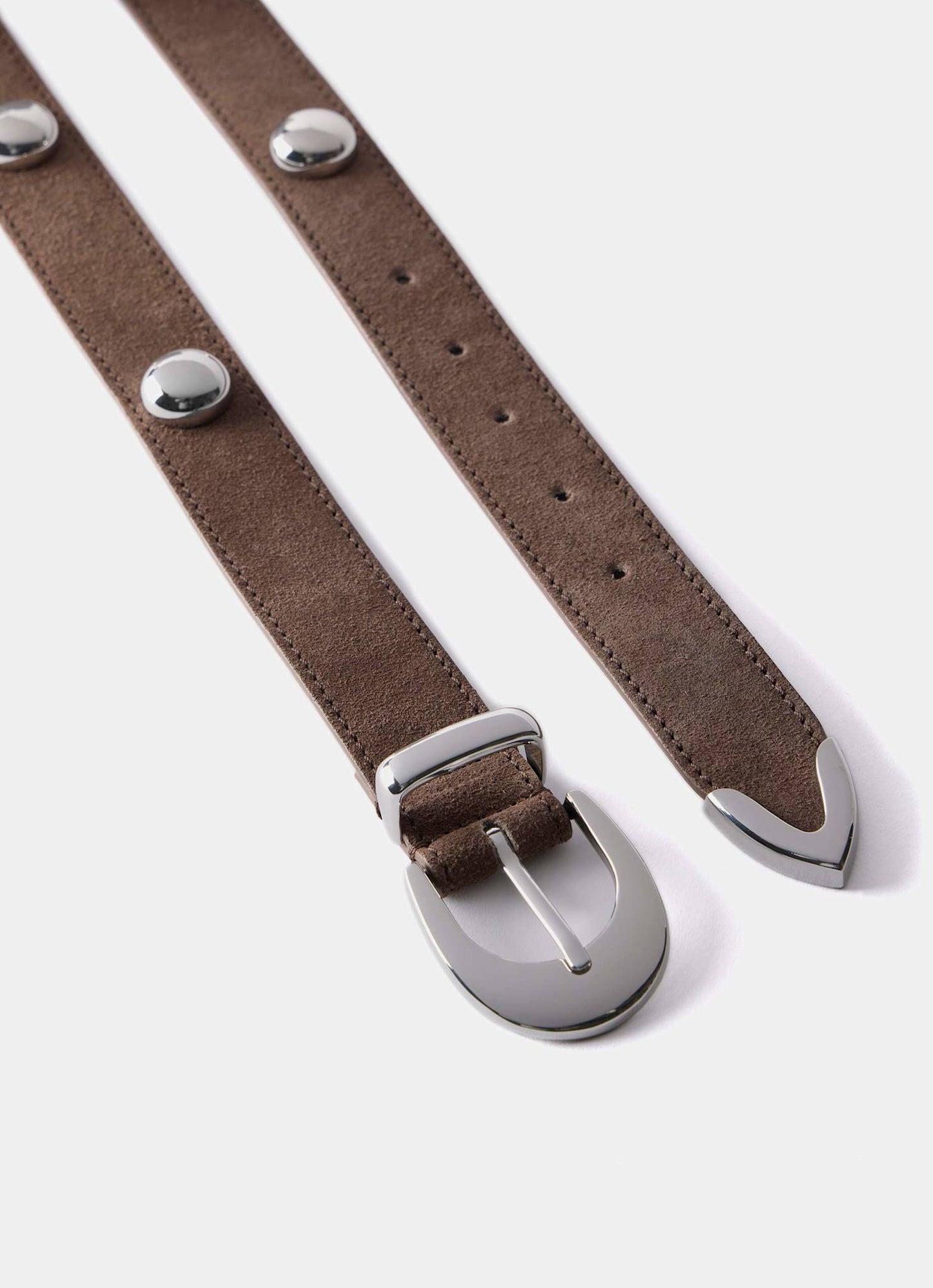 Brown Studded Suede Belt