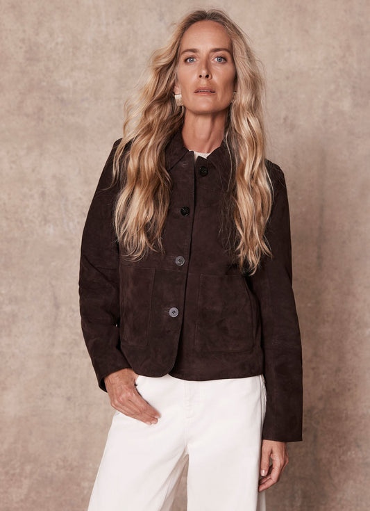 Brown Suede Pocket Detail Jacket