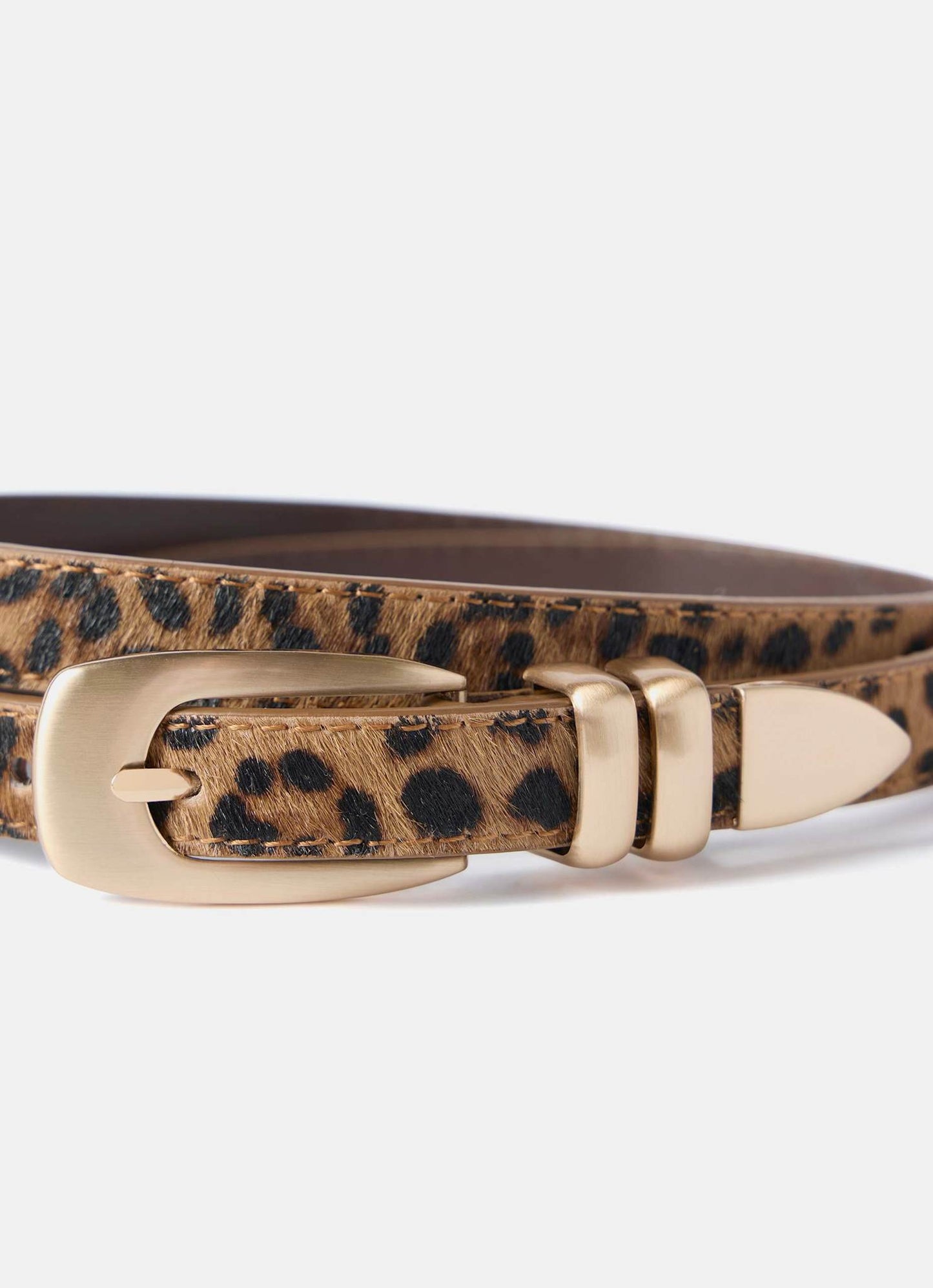 Leopard Textured Leather Belt