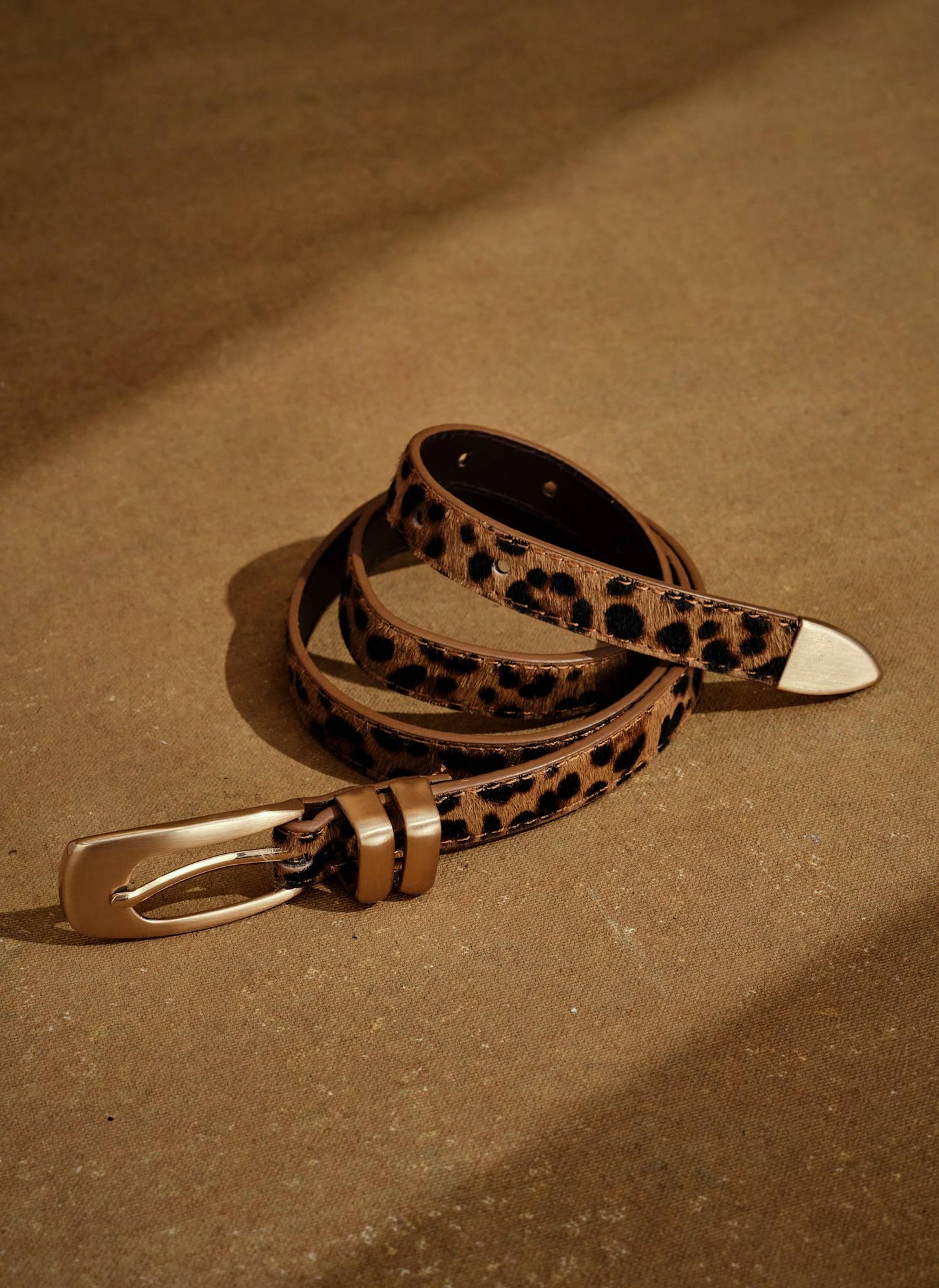 Leopard Textured Leather Belt
