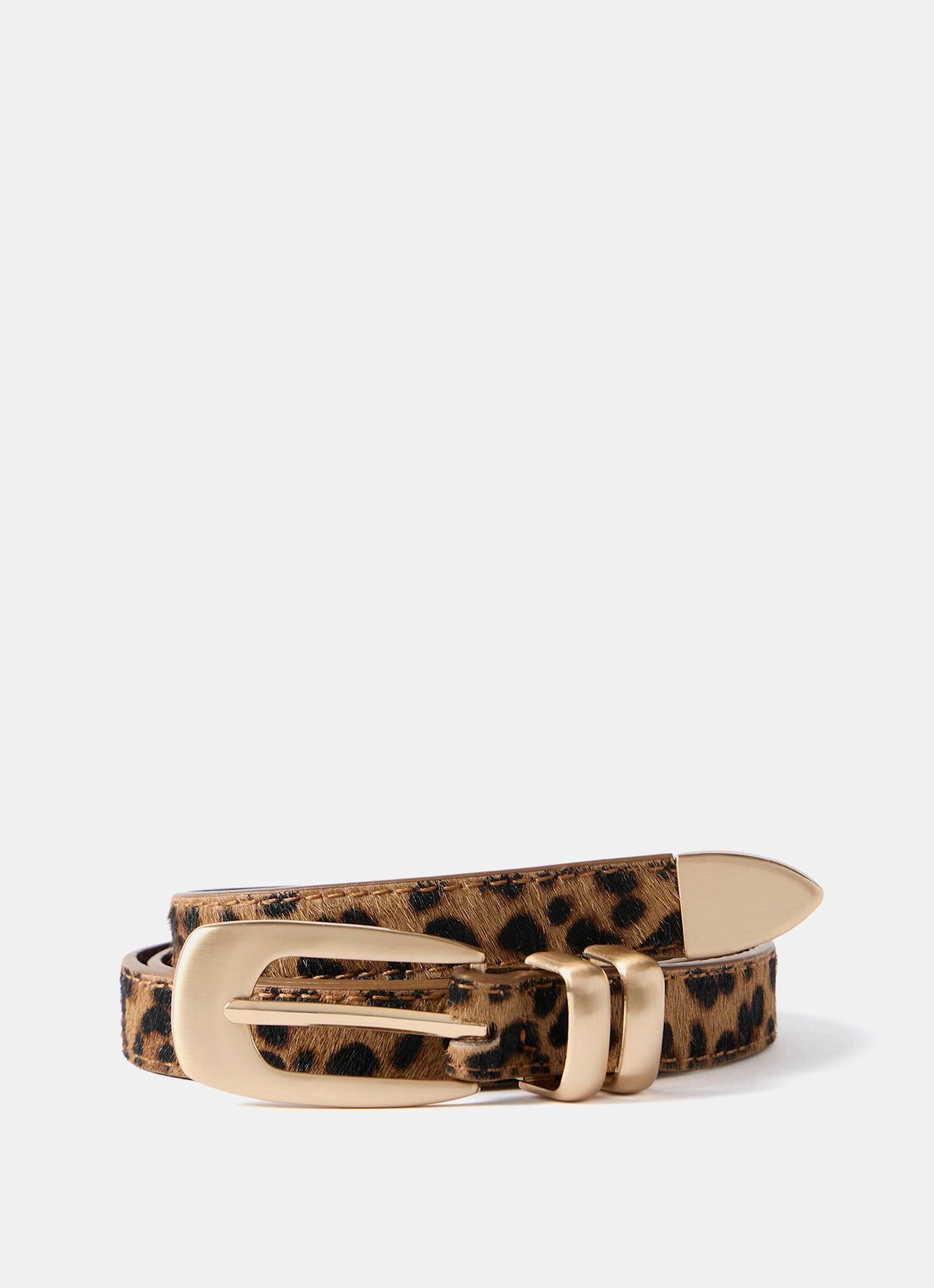 Leopard Textured Leather Belt