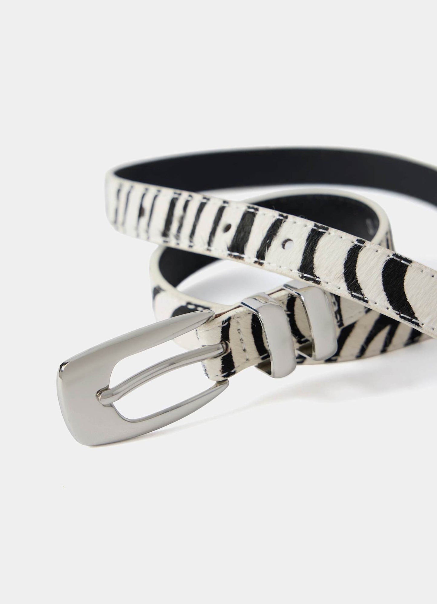 Zebra Textured Leather Belt