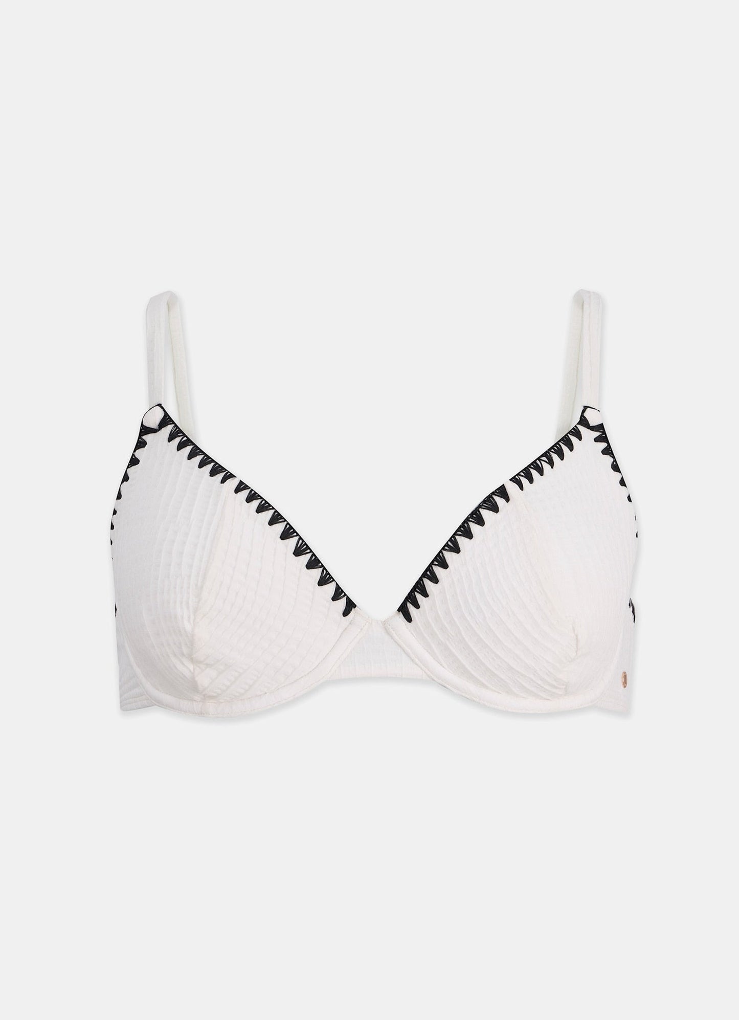 White Contrast Stitch Bikini Top