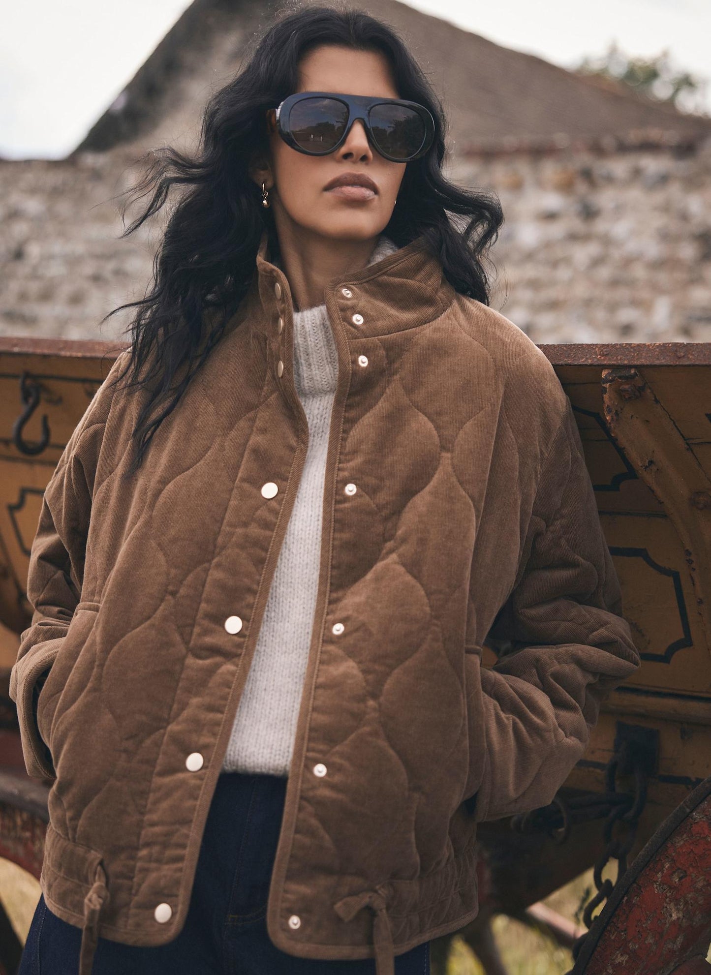 Brown Corduroy Quilted Jacket