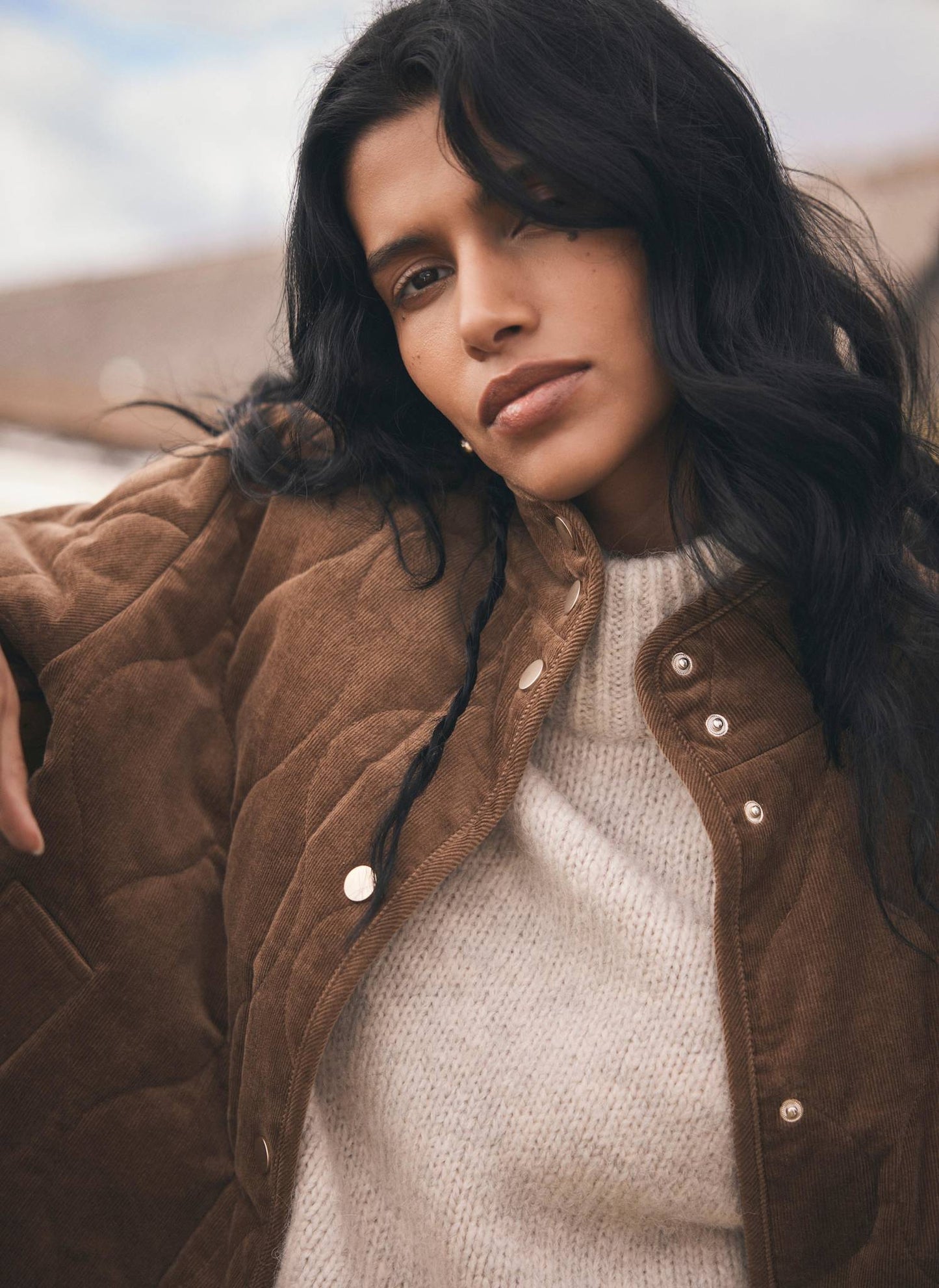 Brown Corduroy Quilted Jacket