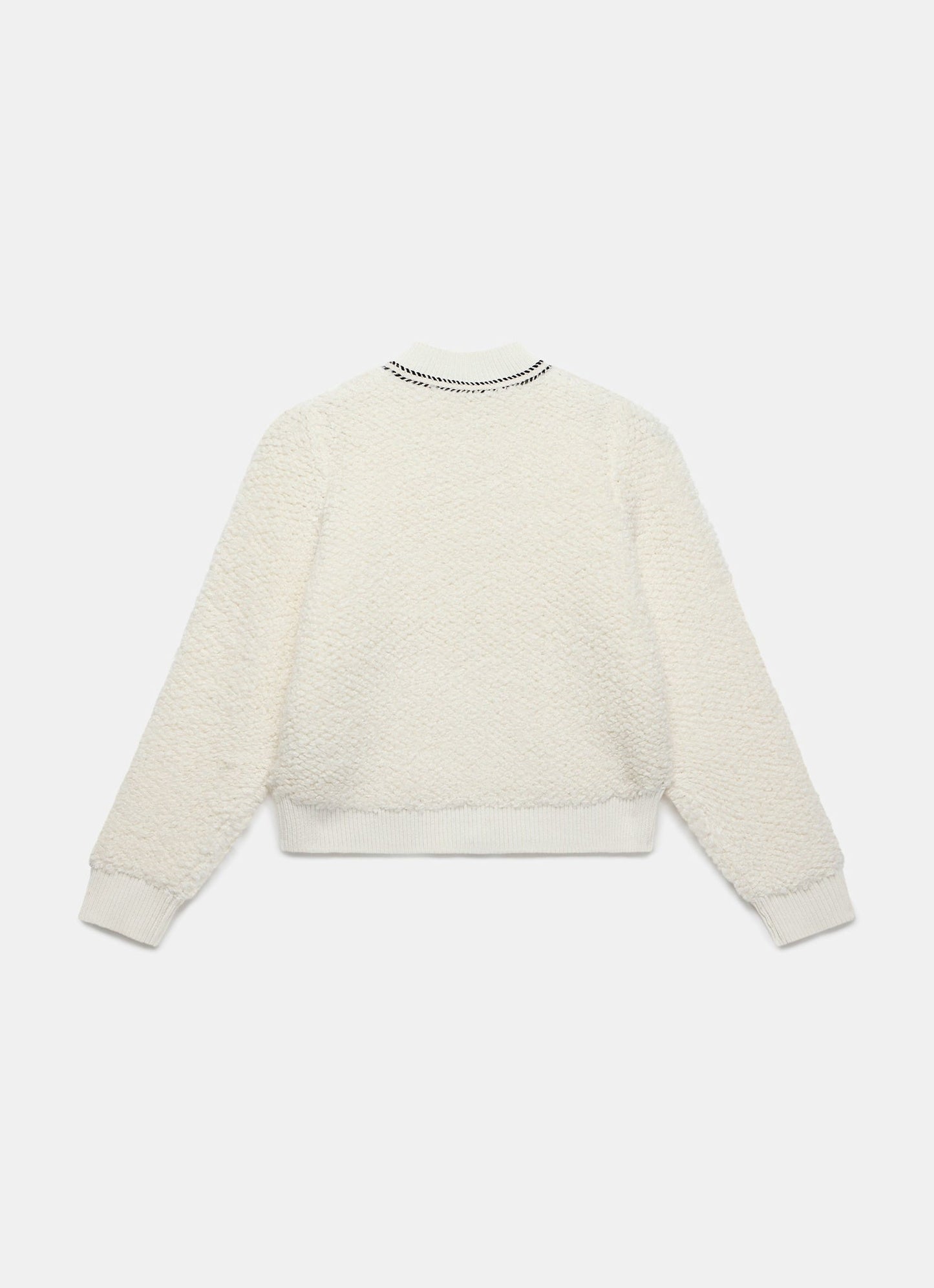 Cream Boucle Bomber Jacket