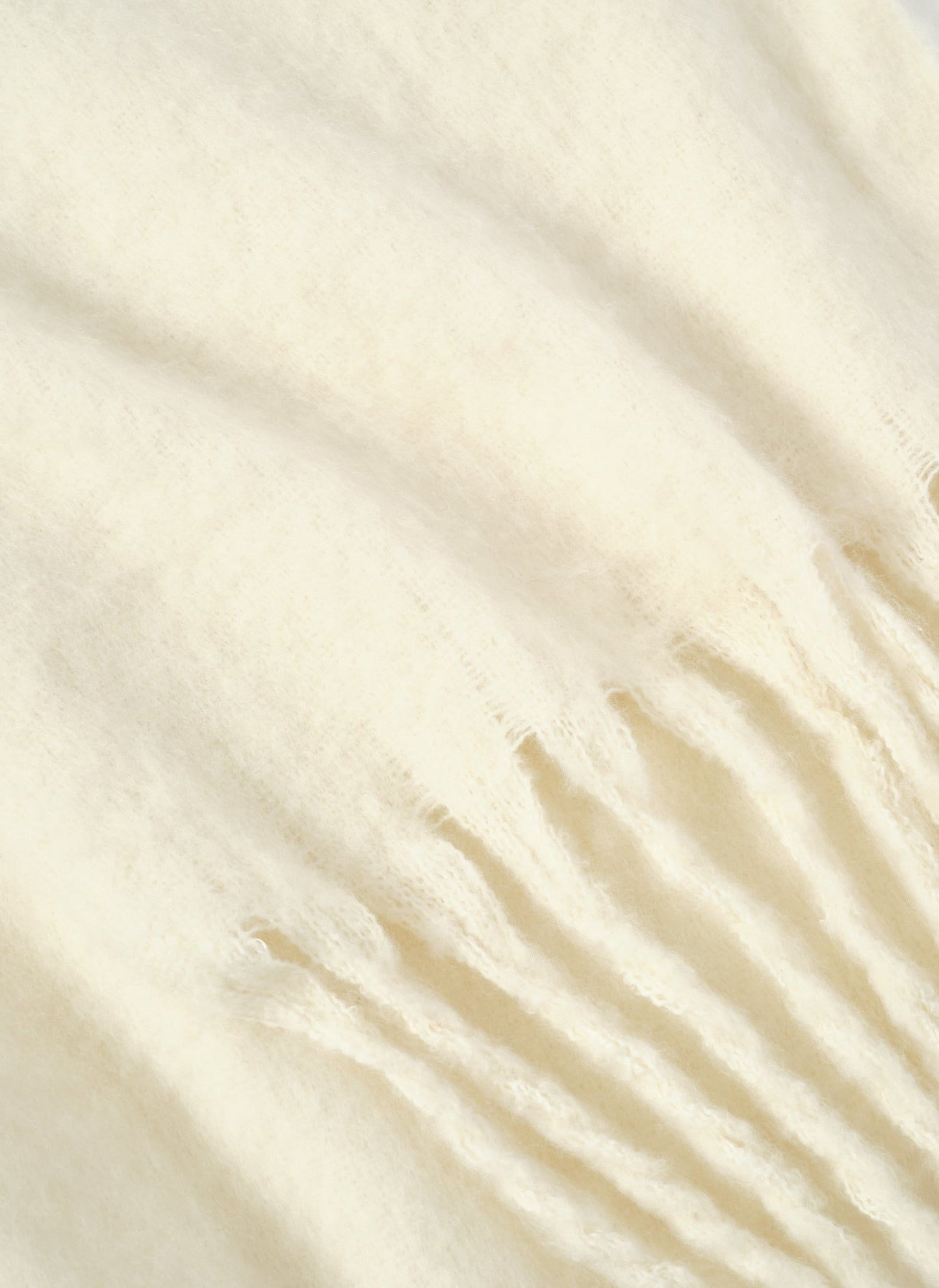 Cream Brushed Fringed Scarf