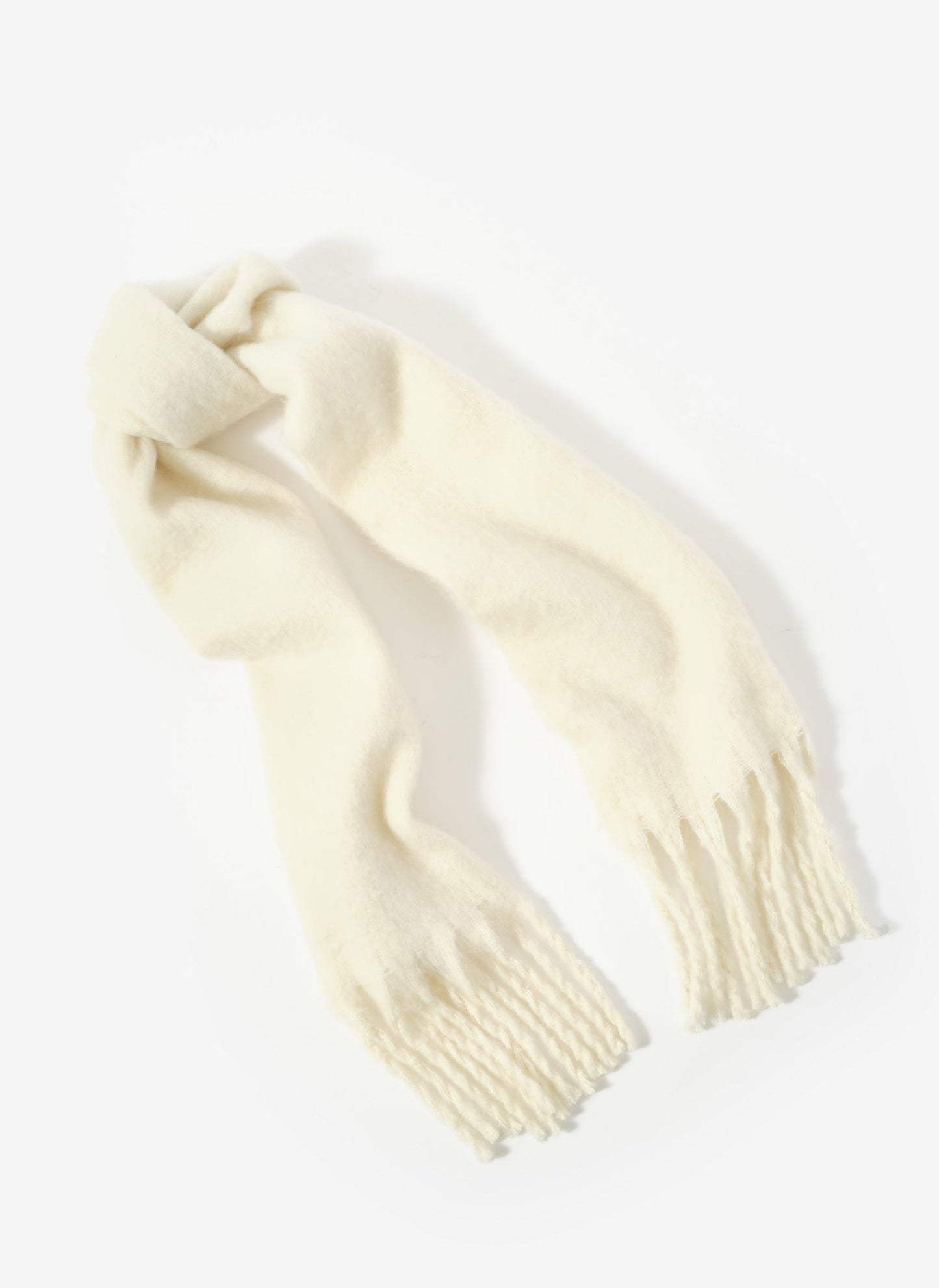 Cream Brushed Fringed Scarf