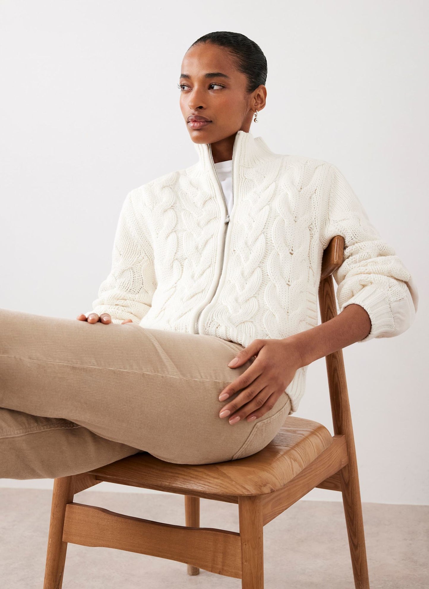 Cream Cable Knit Jacket