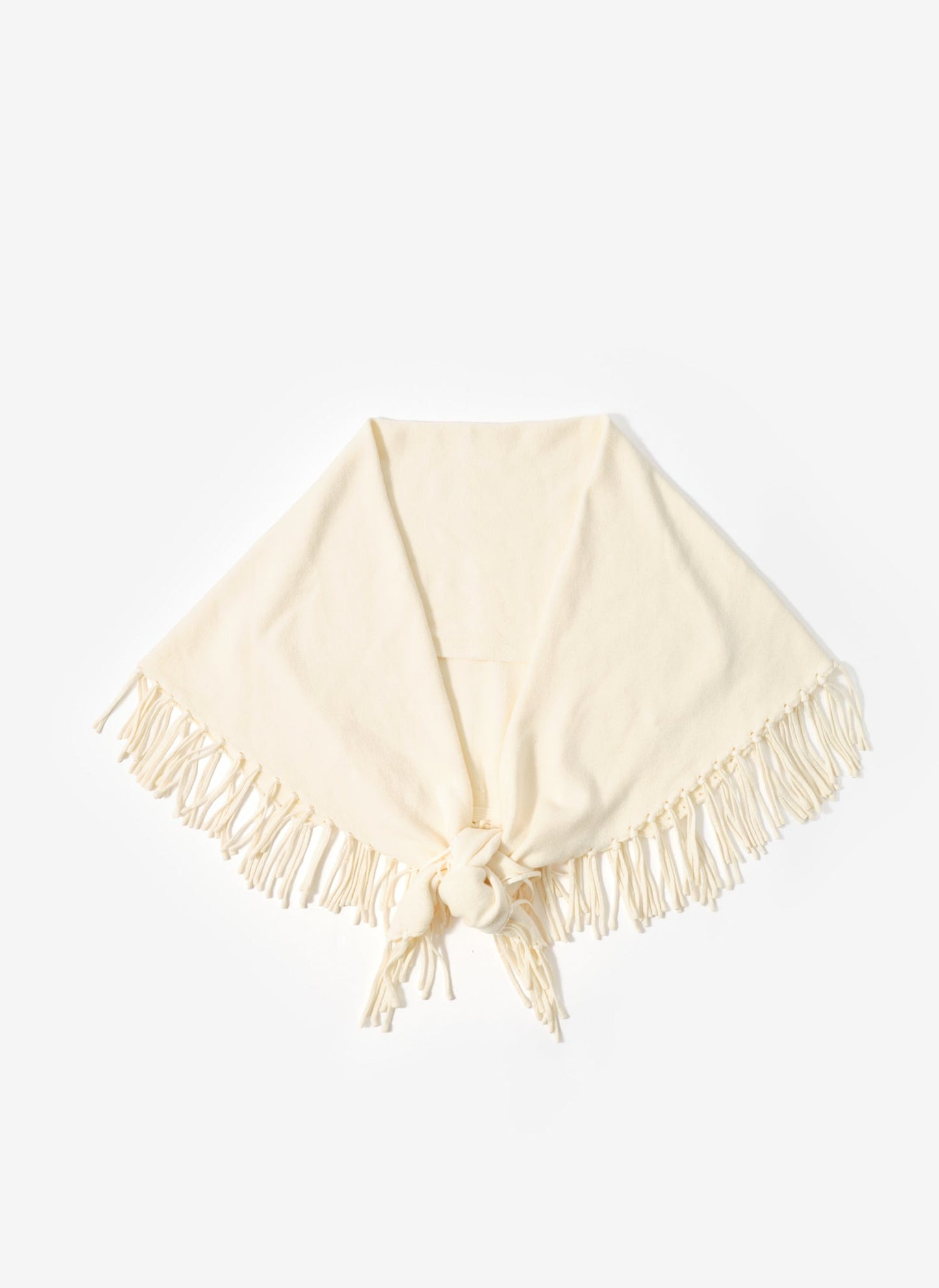 Cream Fringed Triangle Shawl