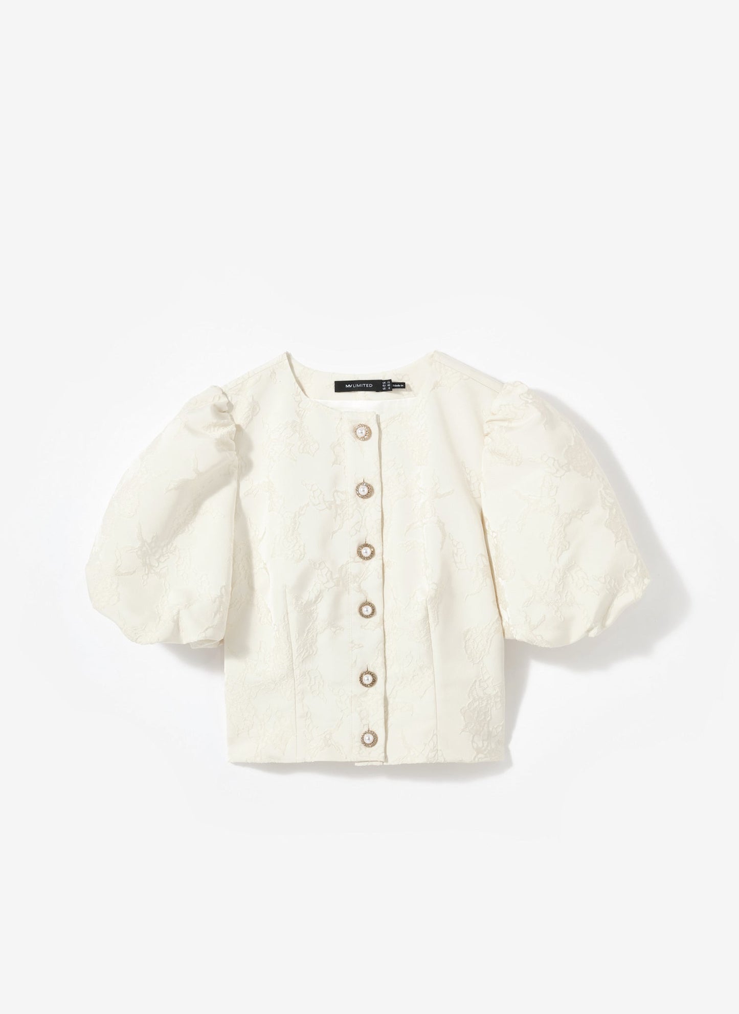 Cream Jacquard Detail Top
