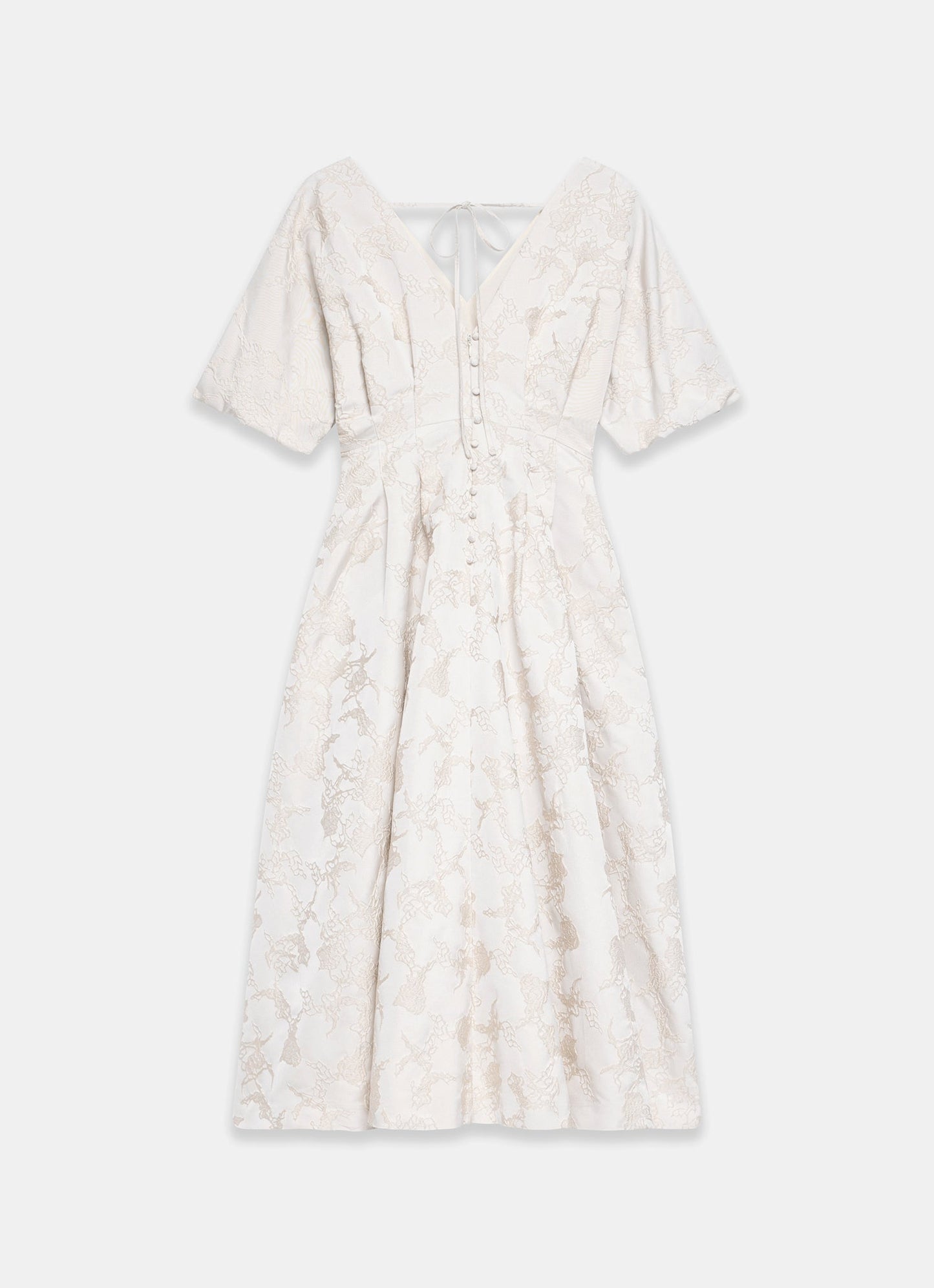 Cream Jacquard Midi Dress