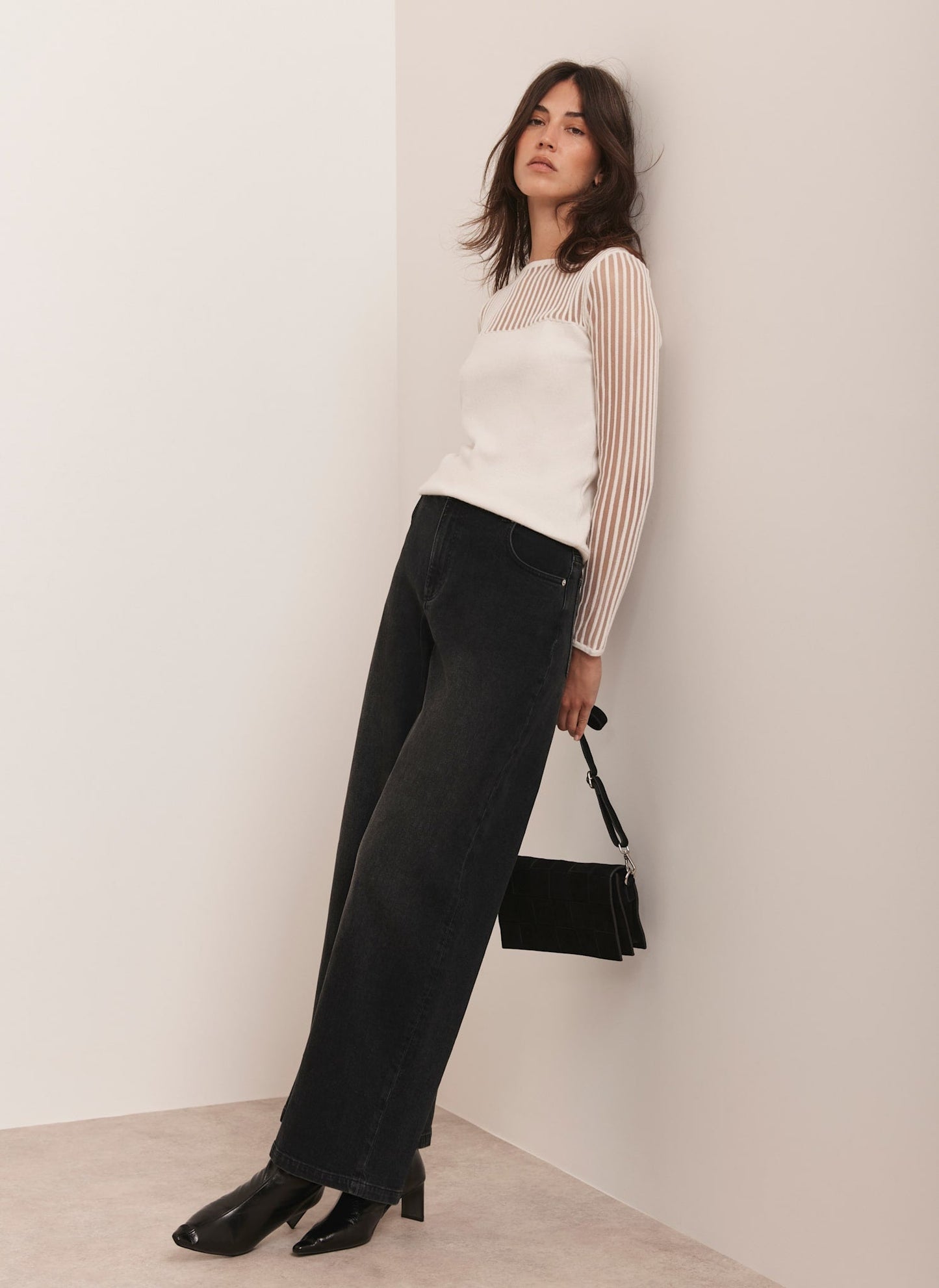 Cream Sheer Knit Top