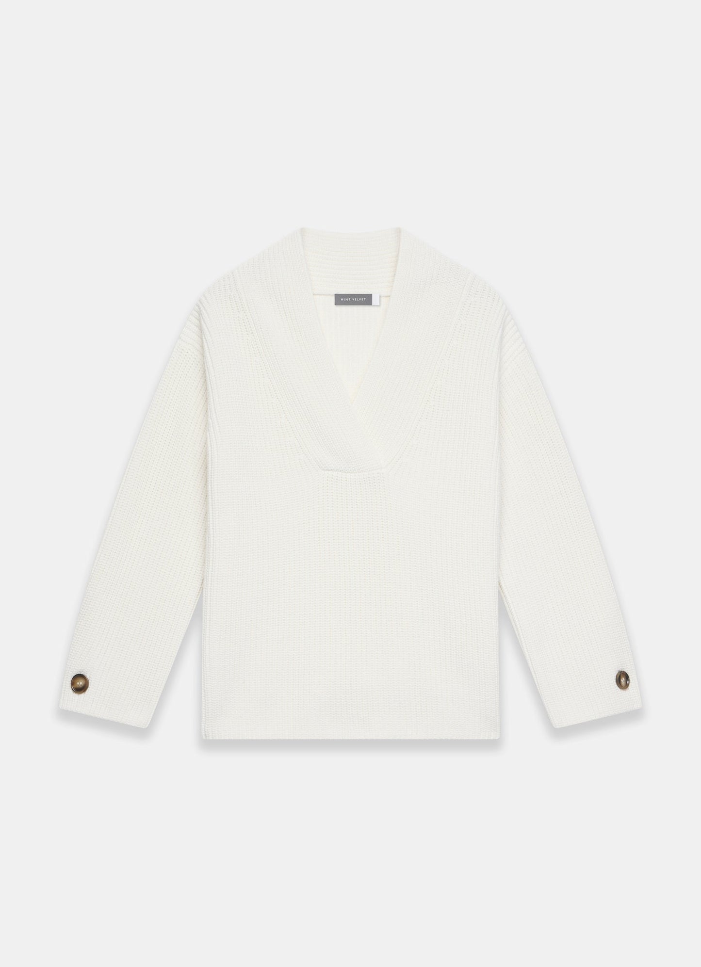 White Cotton Blend Knit Jumper