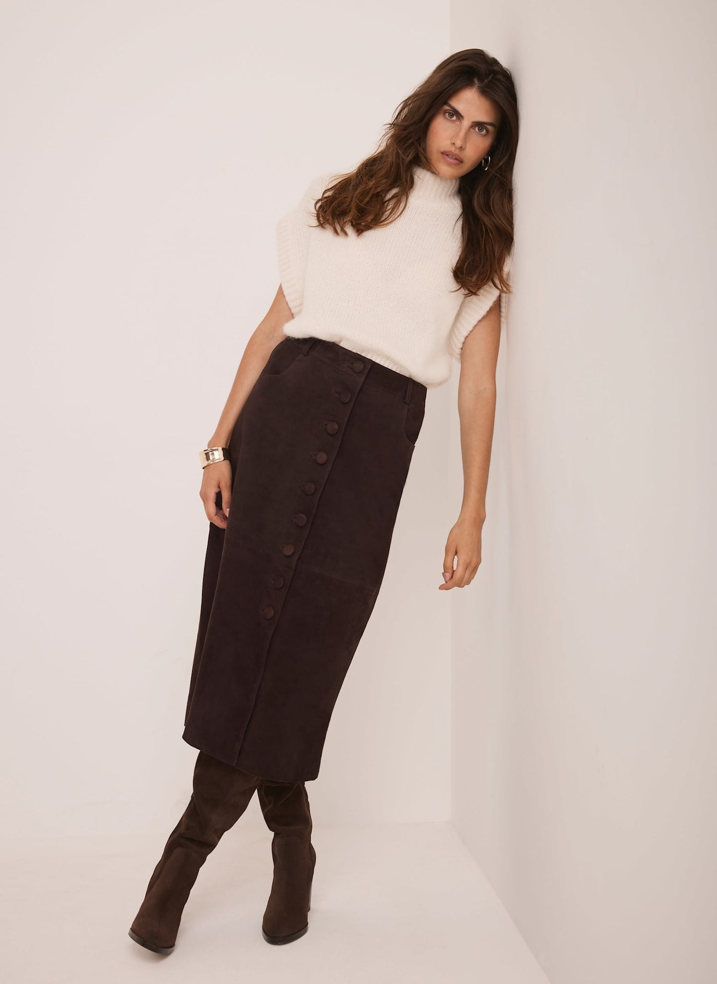 Cream Wool Blend Knit Top