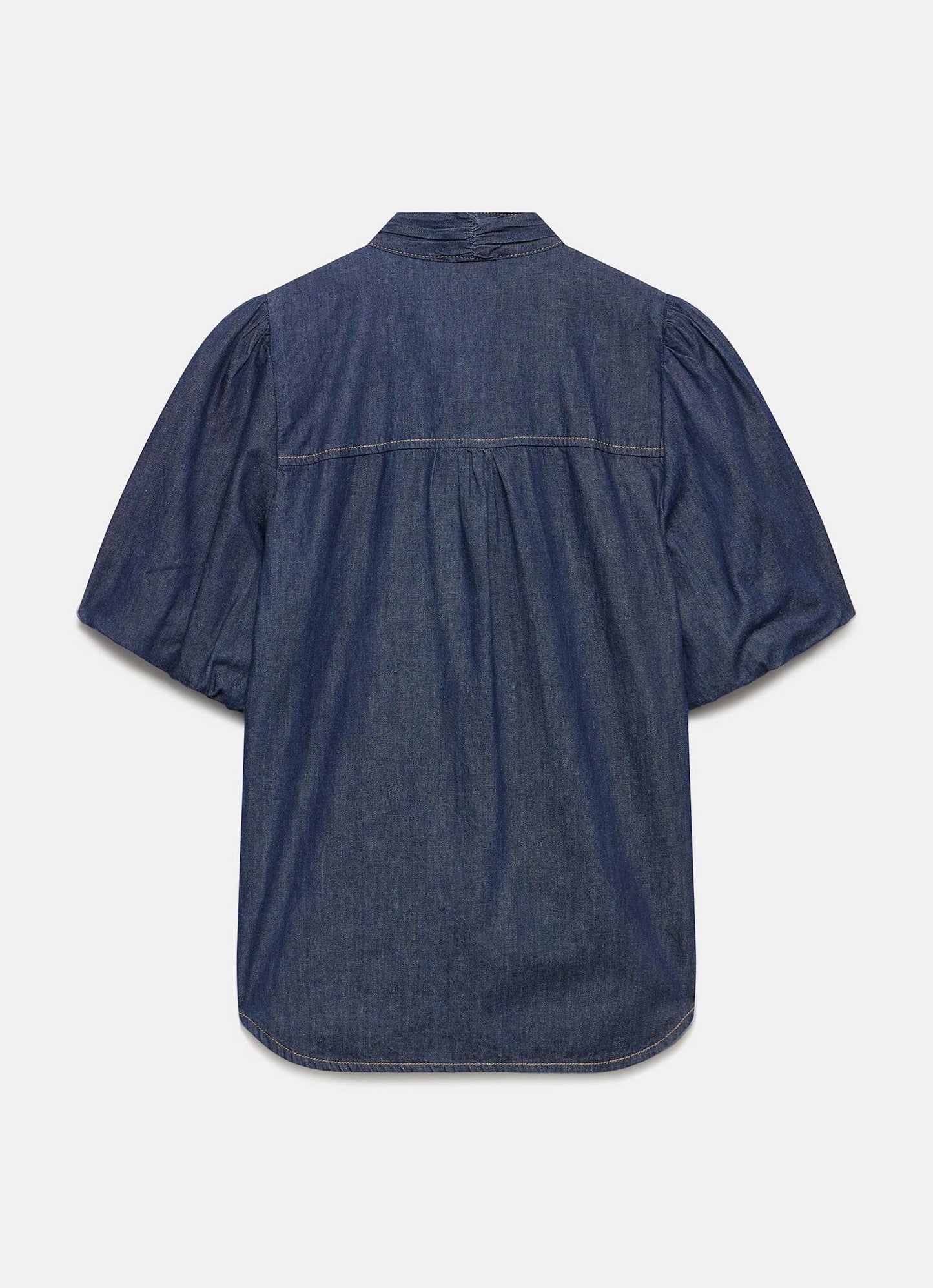 Dark Indigo Puff Sleeve Denim Shirt