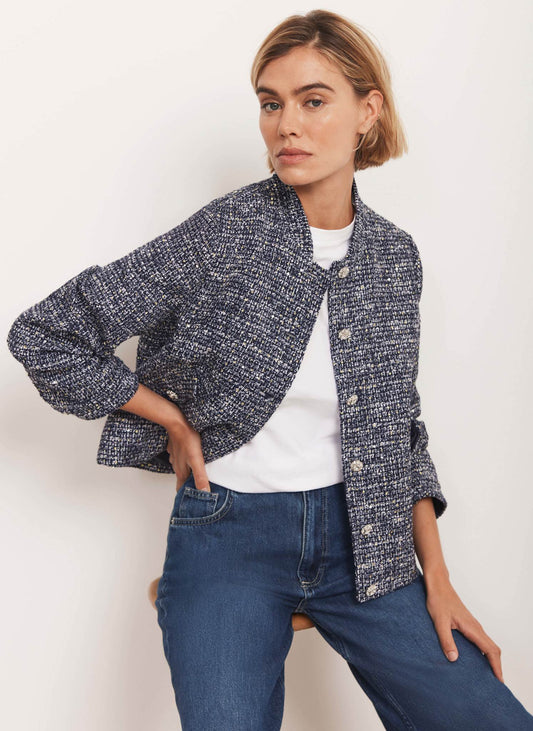 Navy Boucle Jacket