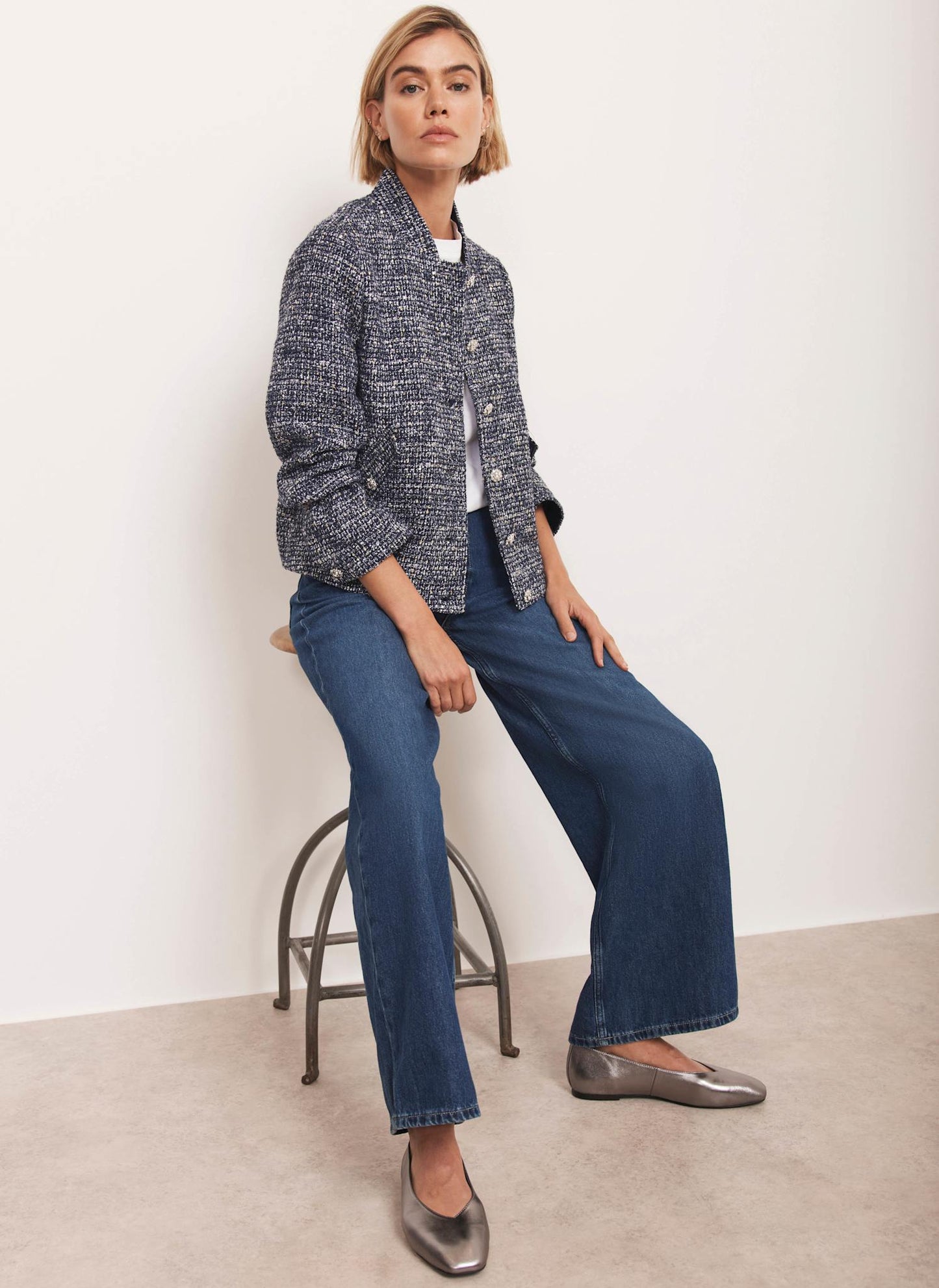 Navy Boucle Jacket
