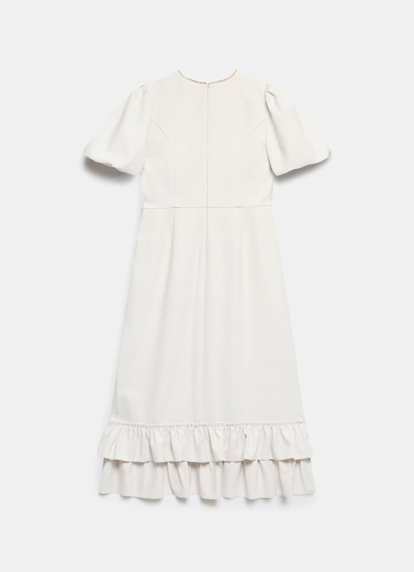 Cream Diamante Trim Midi Dress