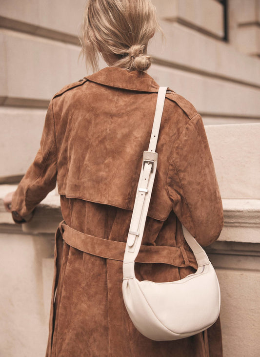Dolly White Leather Scoop Sling Bag