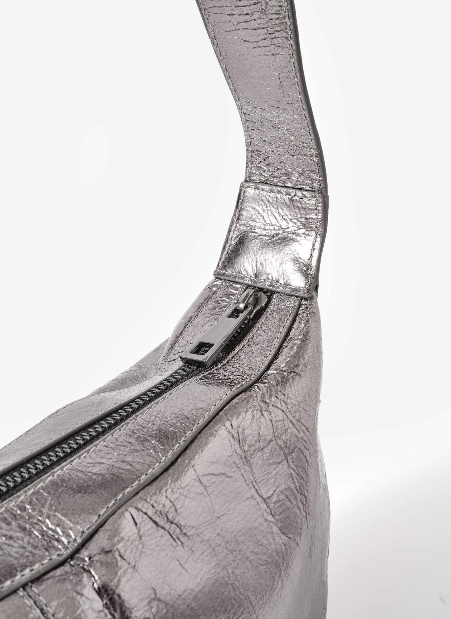 Dolly Silver Leather Scoop Sling Bag