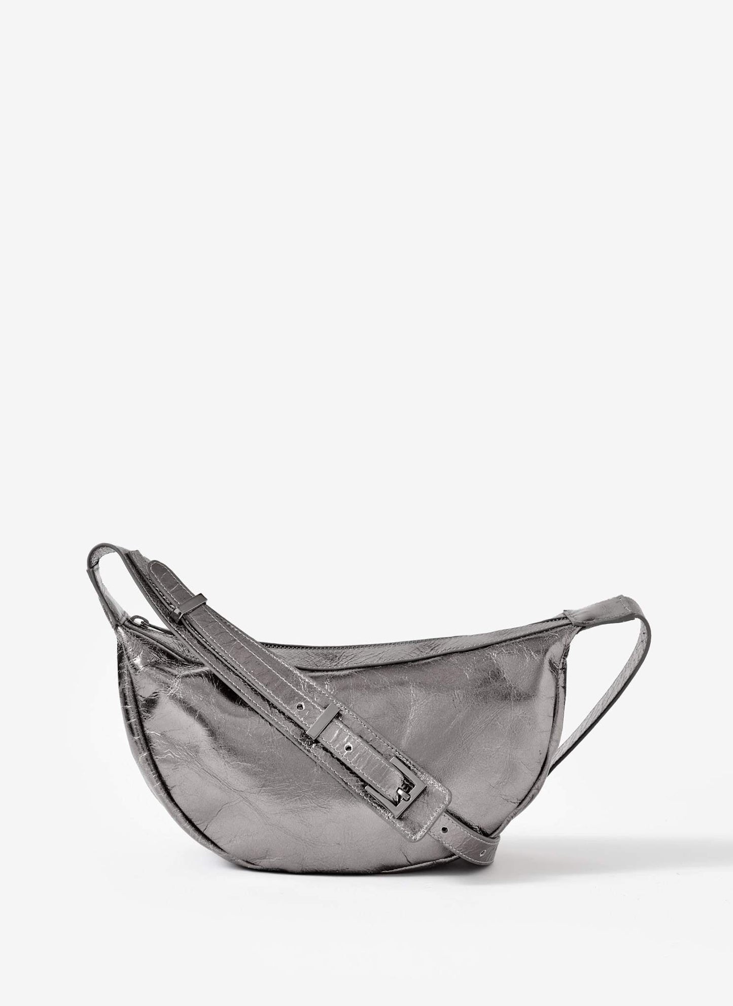 Dolly Silver Leather Scoop Sling Bag