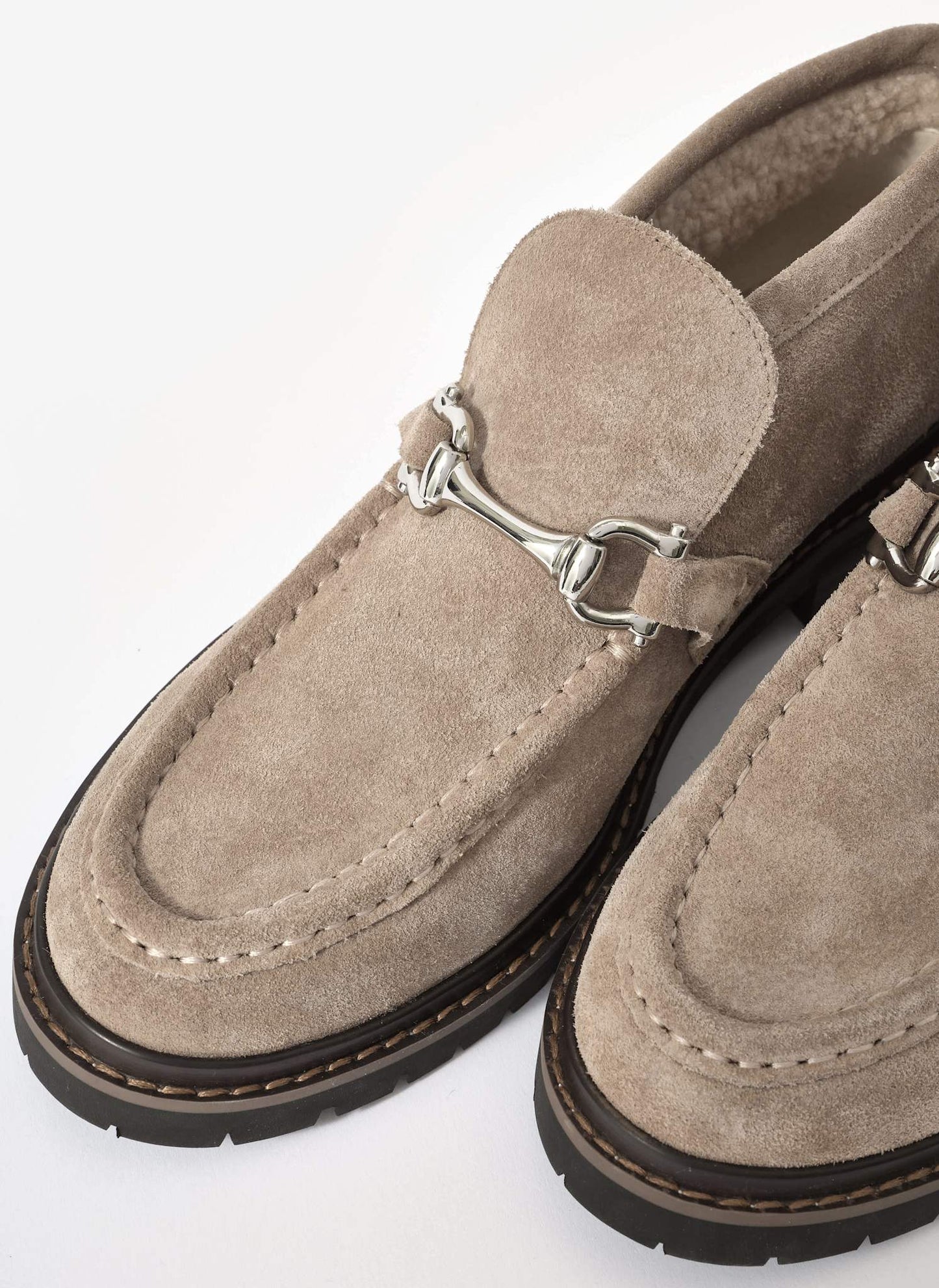 Effie Neutral Suede Loafer Boots