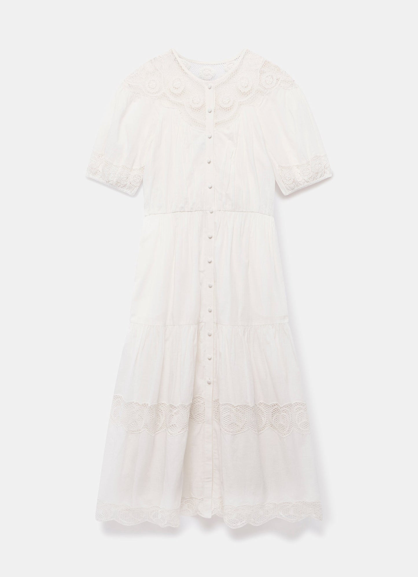 White Embroidered Midi Dress