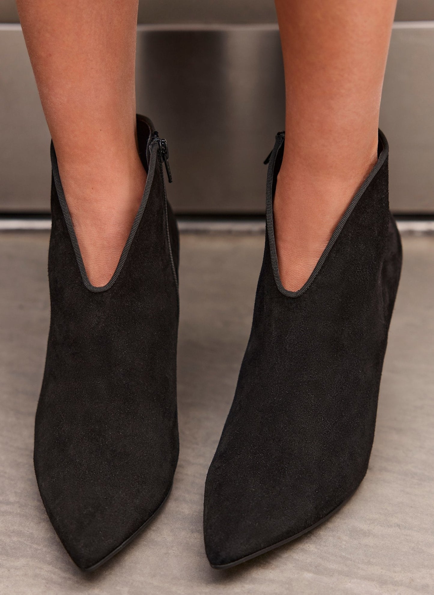 Finny Black Suede Ankle Boots
