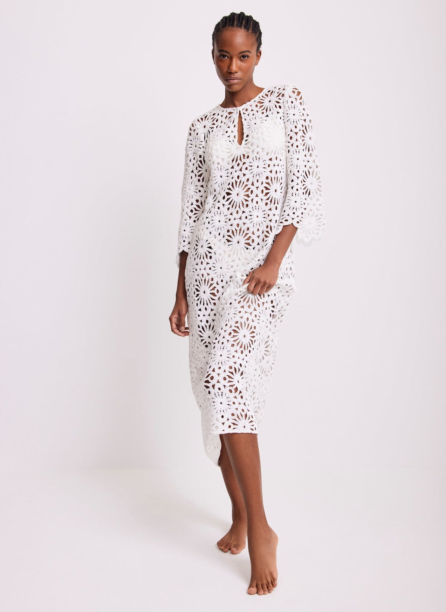 White Crochet Beach Cover Up Dress
