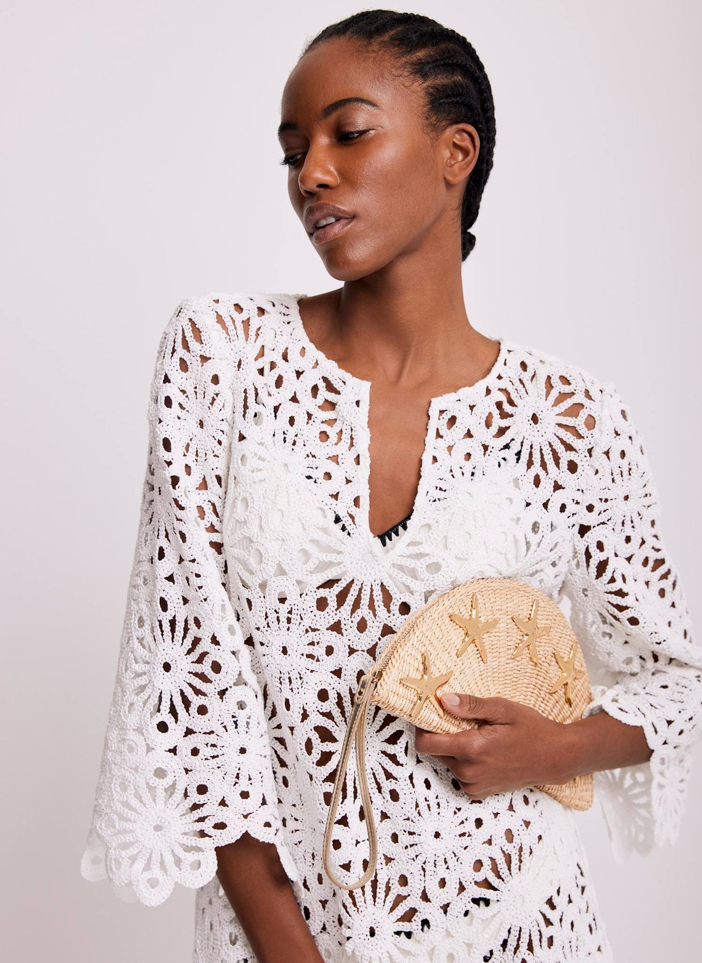 White Crochet Beach Cover Up Dress