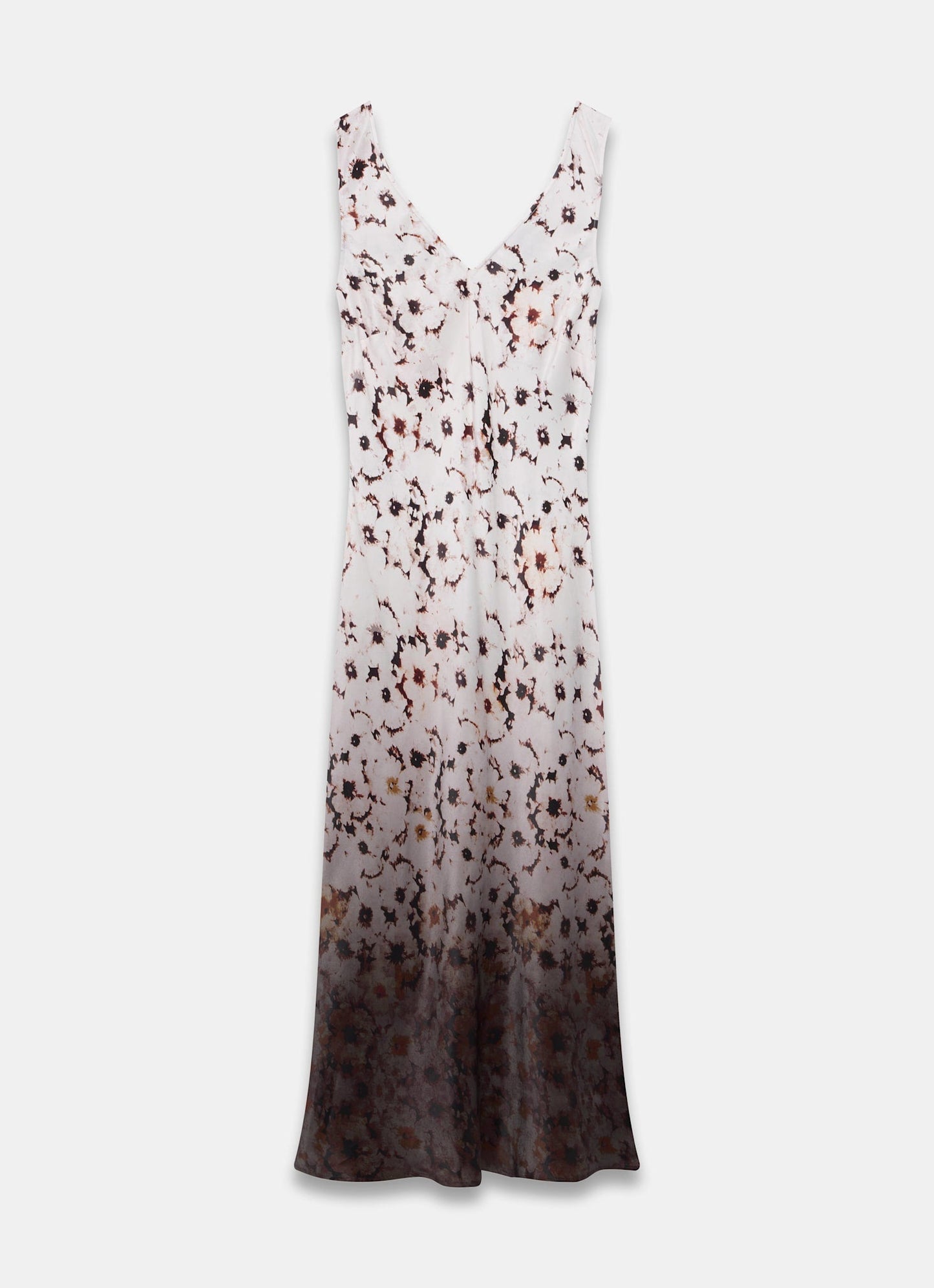 Neutral Floral Ombre Print Midi Dress