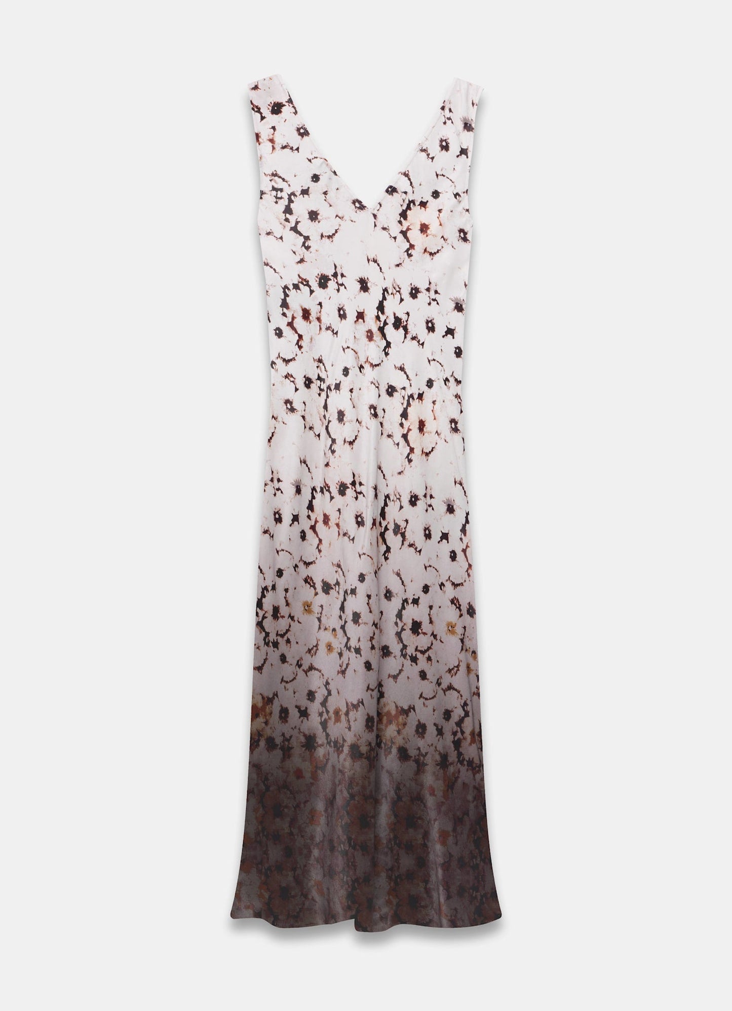 Neutral Floral Ombre Print Midi Dress